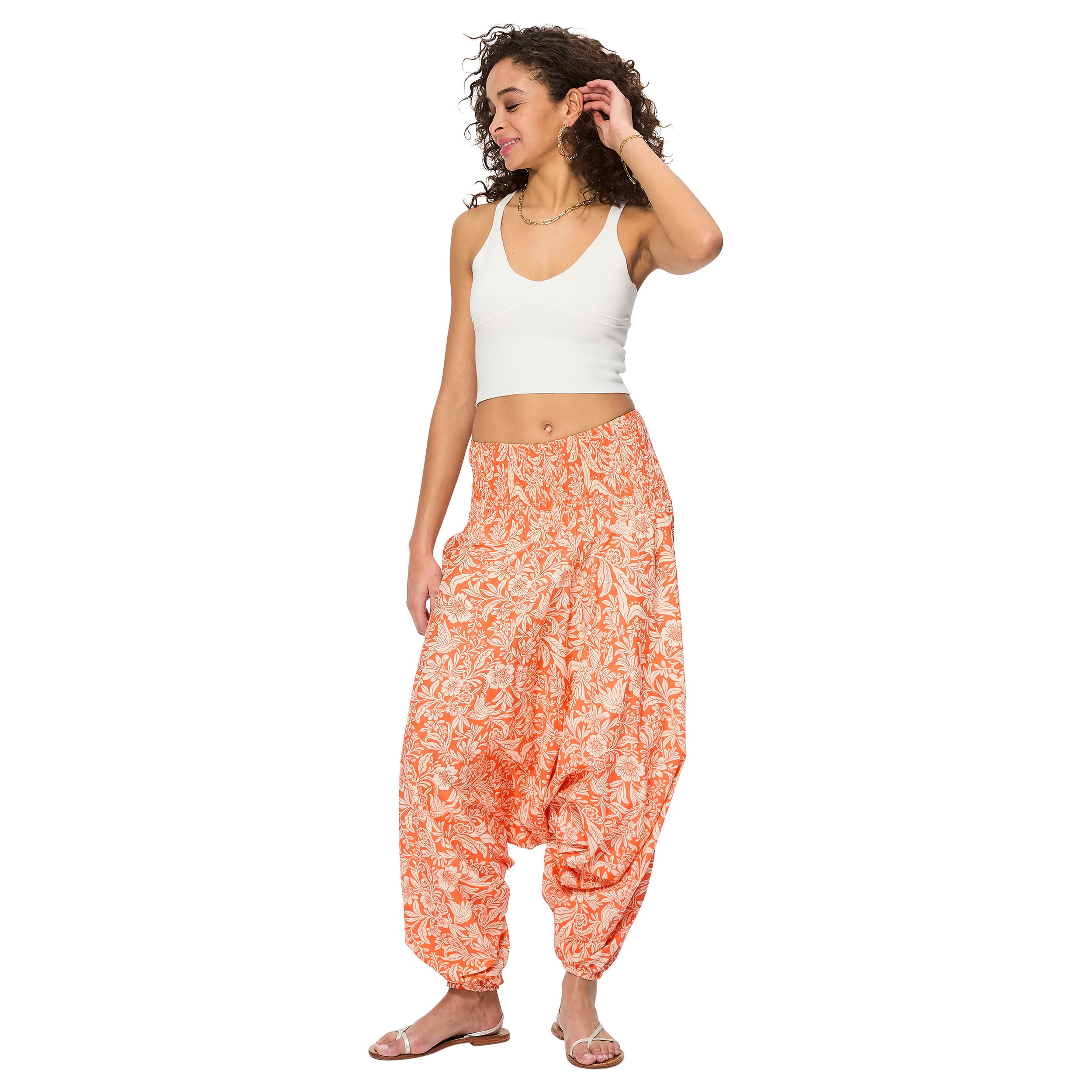 Sarouel été Fatma - 100% coton - violet, creme - Akoustik Online