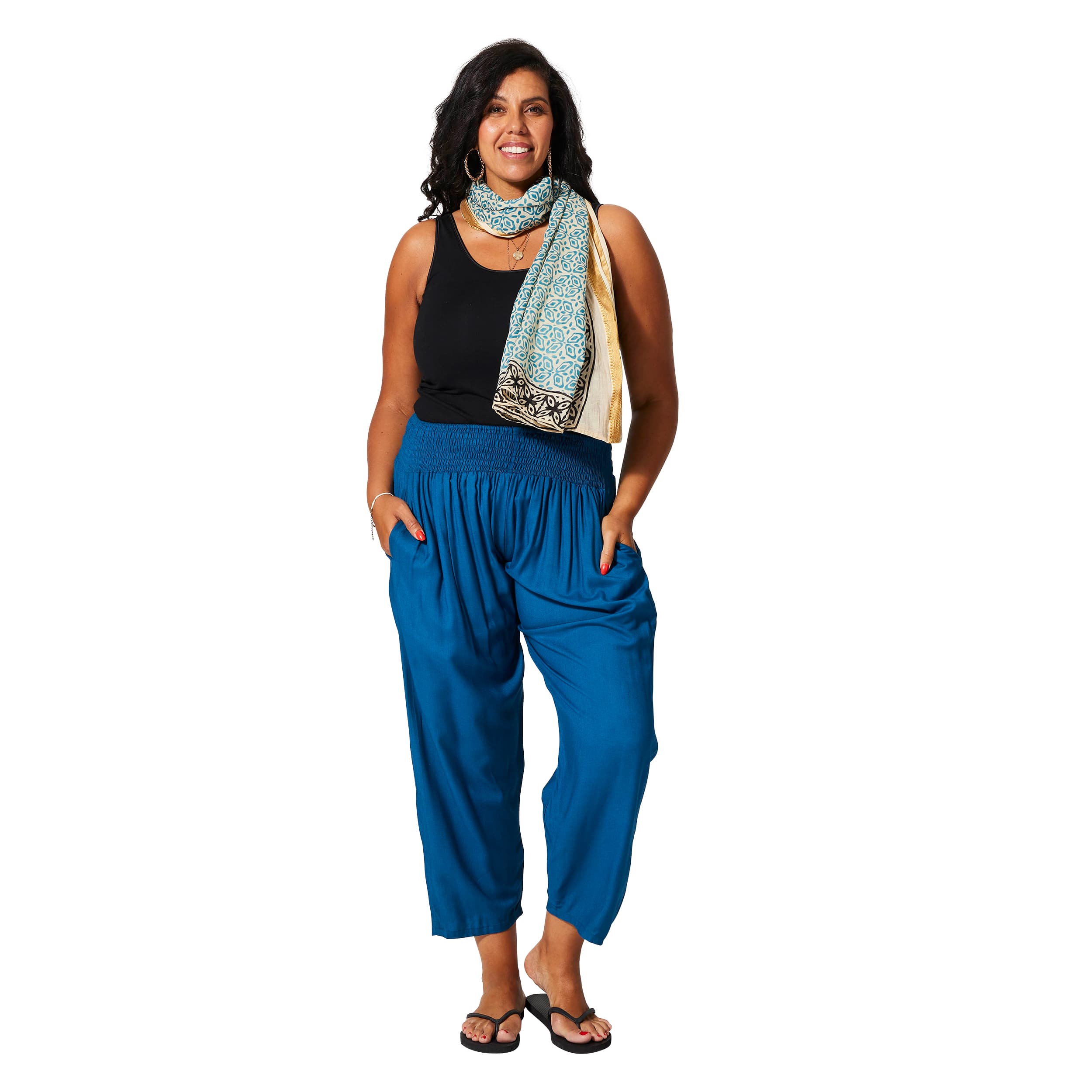 Pantalon été long Tiago - 100% rayonne - petrole - Akoustik Online