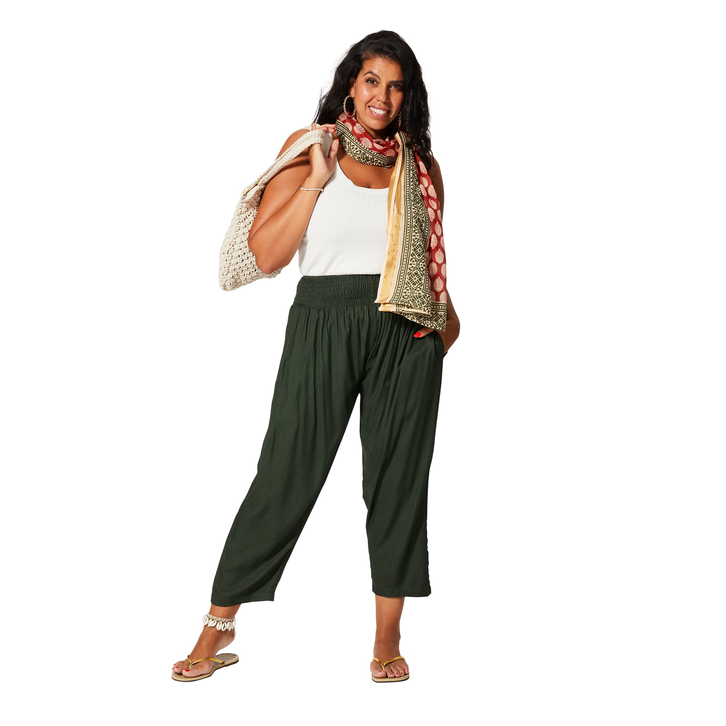 Pantalon été long Ciril - 100% rayonne - kaki - Akoustik Online