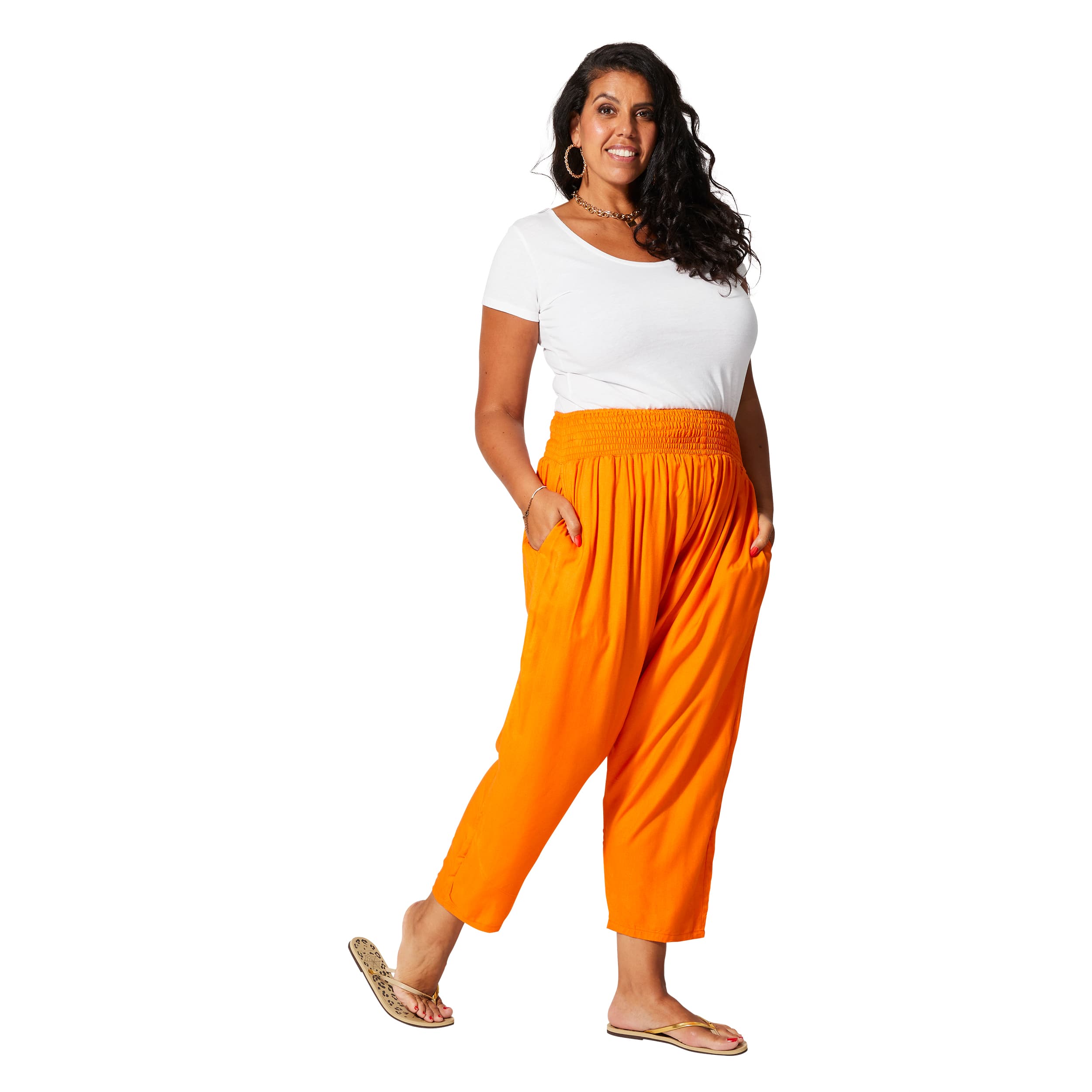 Pantalon été long Islay - 100% rayonne - orange - Akoustik Online