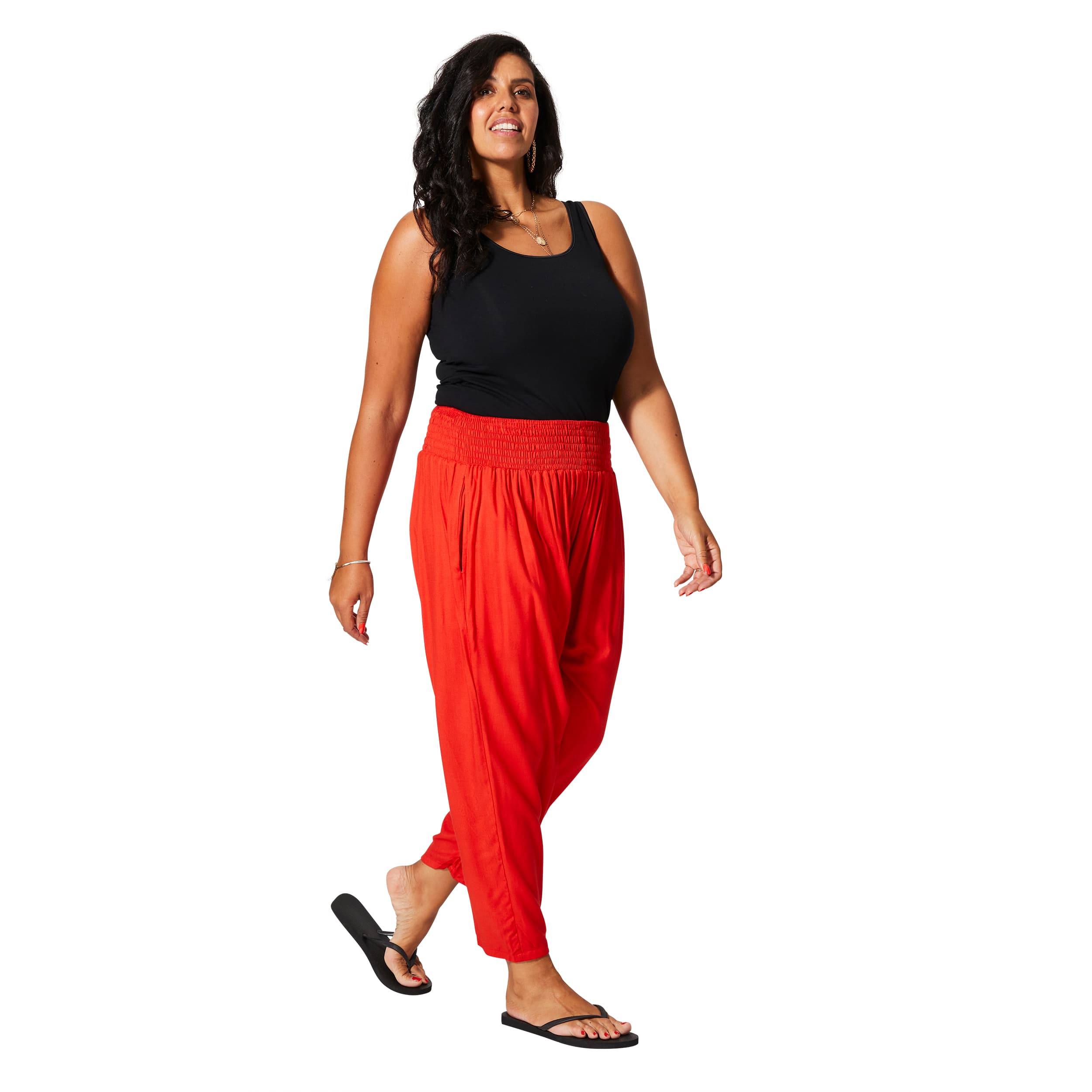 Pantalon été long Melville - 100% rayonne - rouge - Akoustik Online