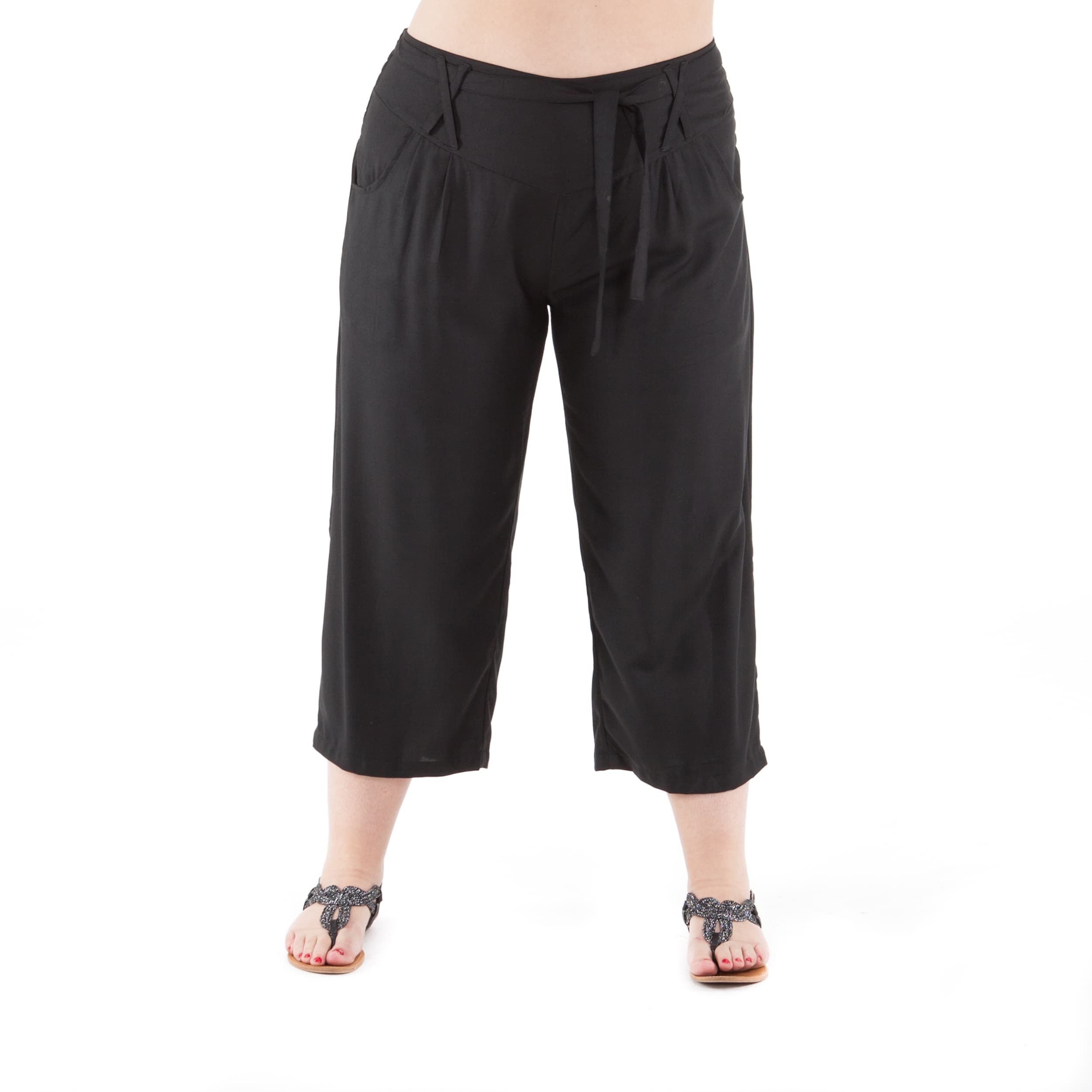 Pantalon été mi-long Swanhild - 100% rayonne - noir - Akoustik Online