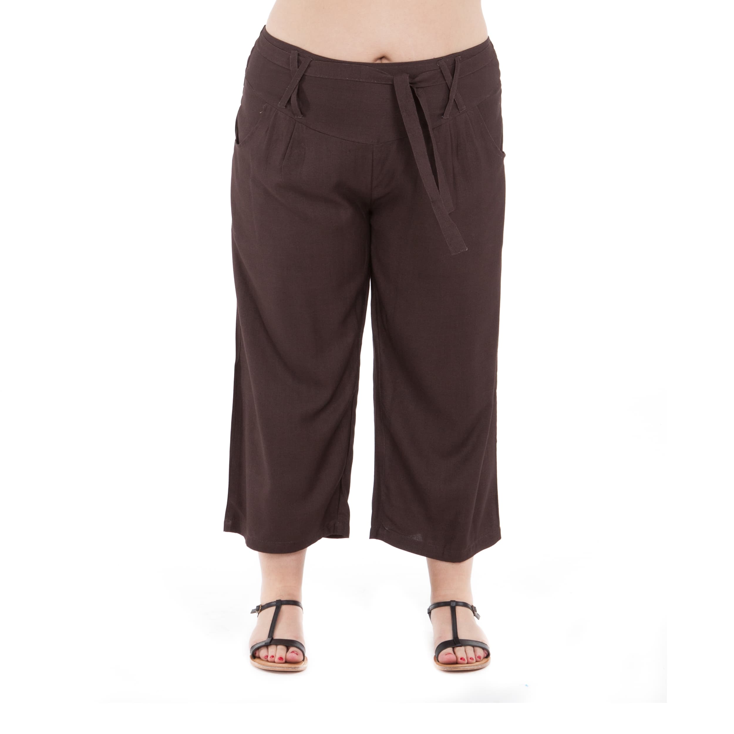 Pantalon été mi-long Pompeo - 100% rayonne - marron - Akoustik Online