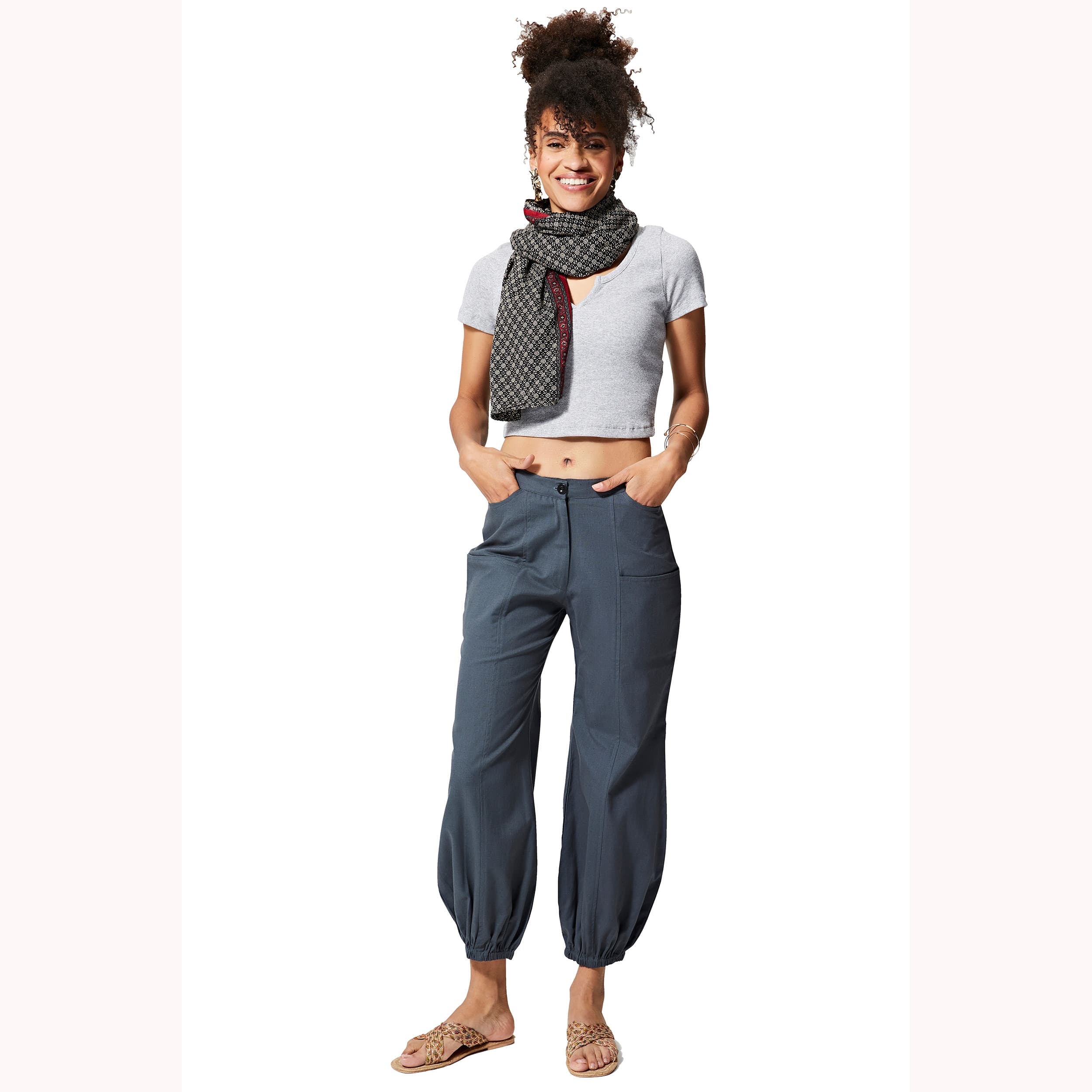 Pantalon été long Hikma - 90% coton - 10% lin - gris - Akoustik Online