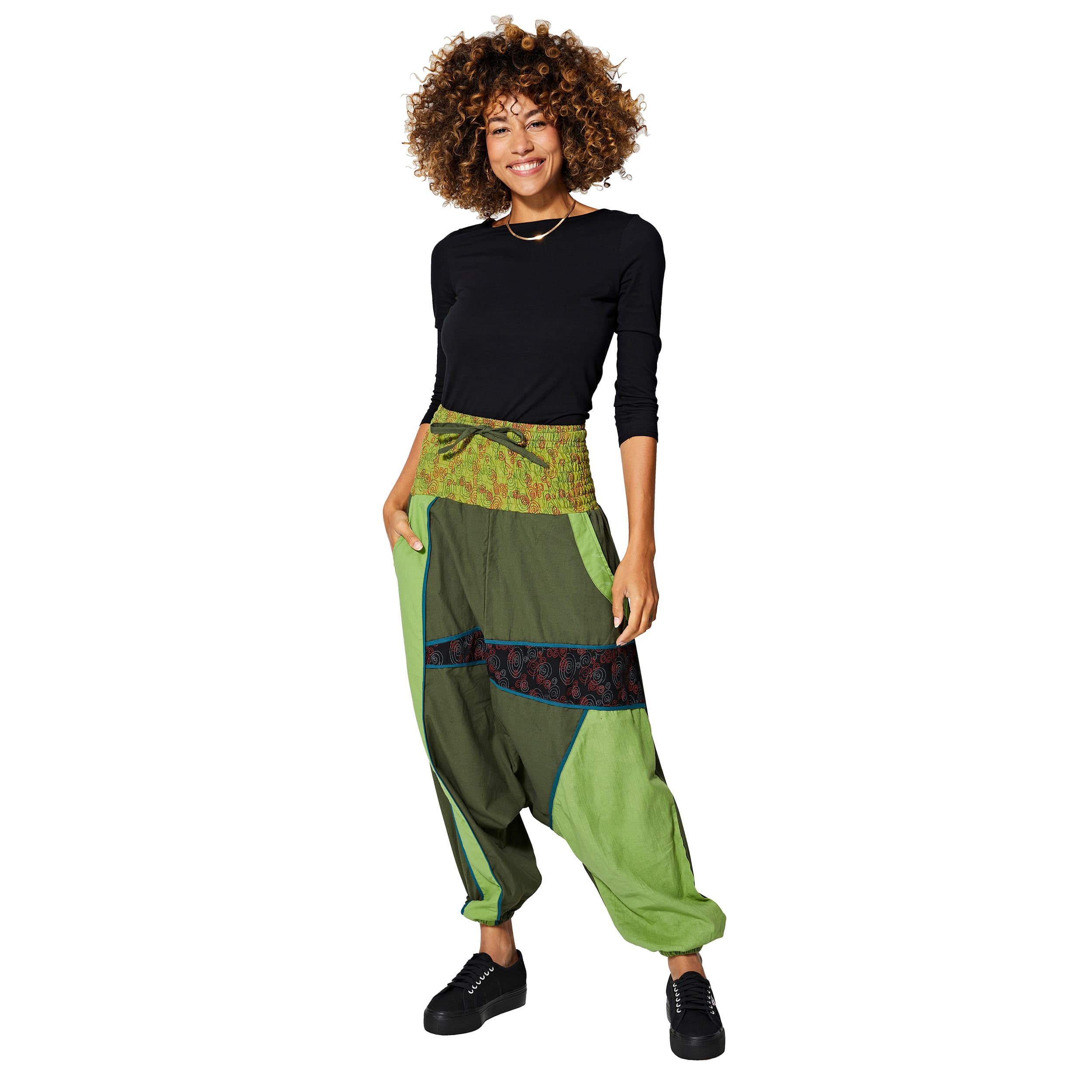 Sarouel hiver Morgane - 100% coton - kaki, vert - Akoustik Online