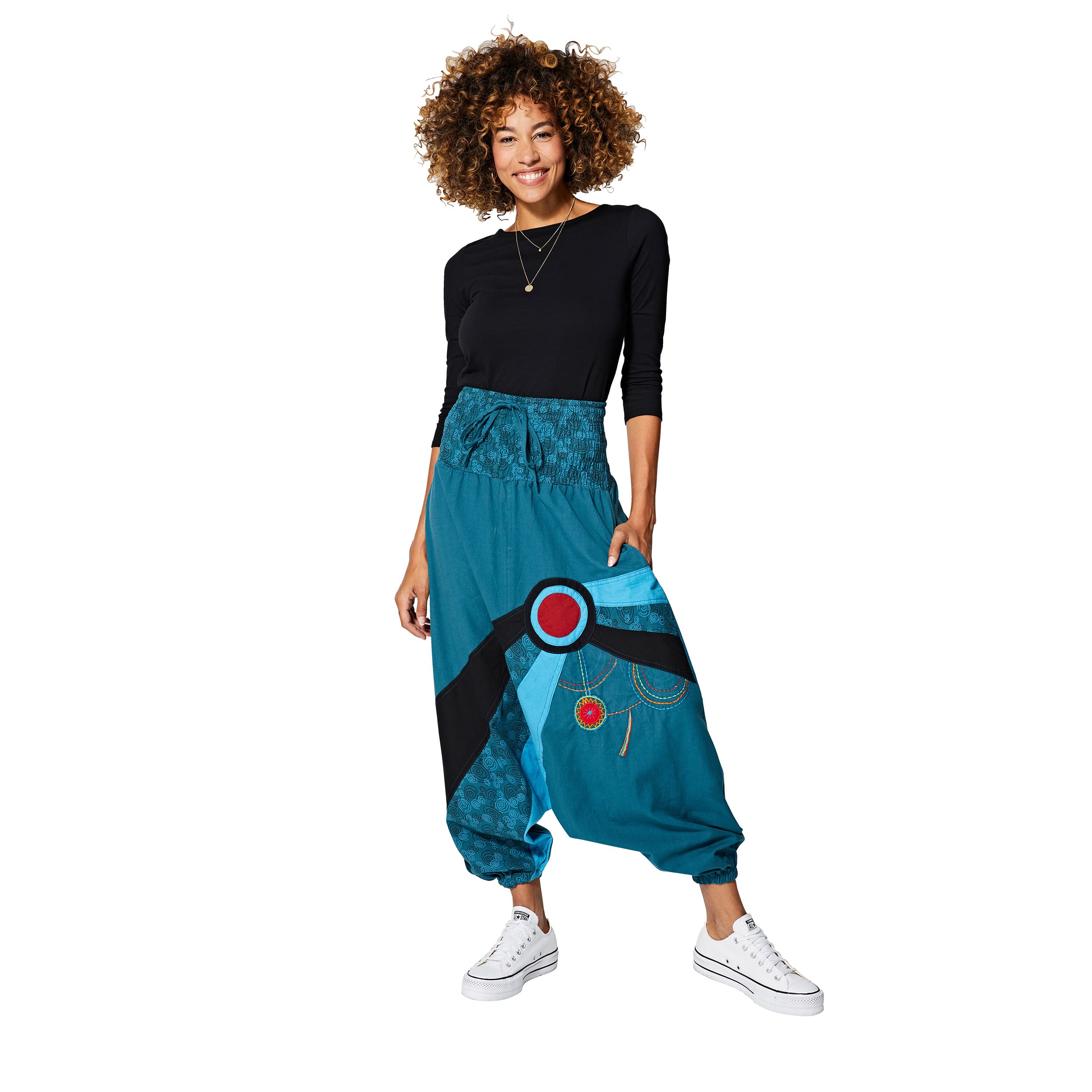 Sarouel hiver Margit - 100% coton - bleu, noir - Akoustik Online