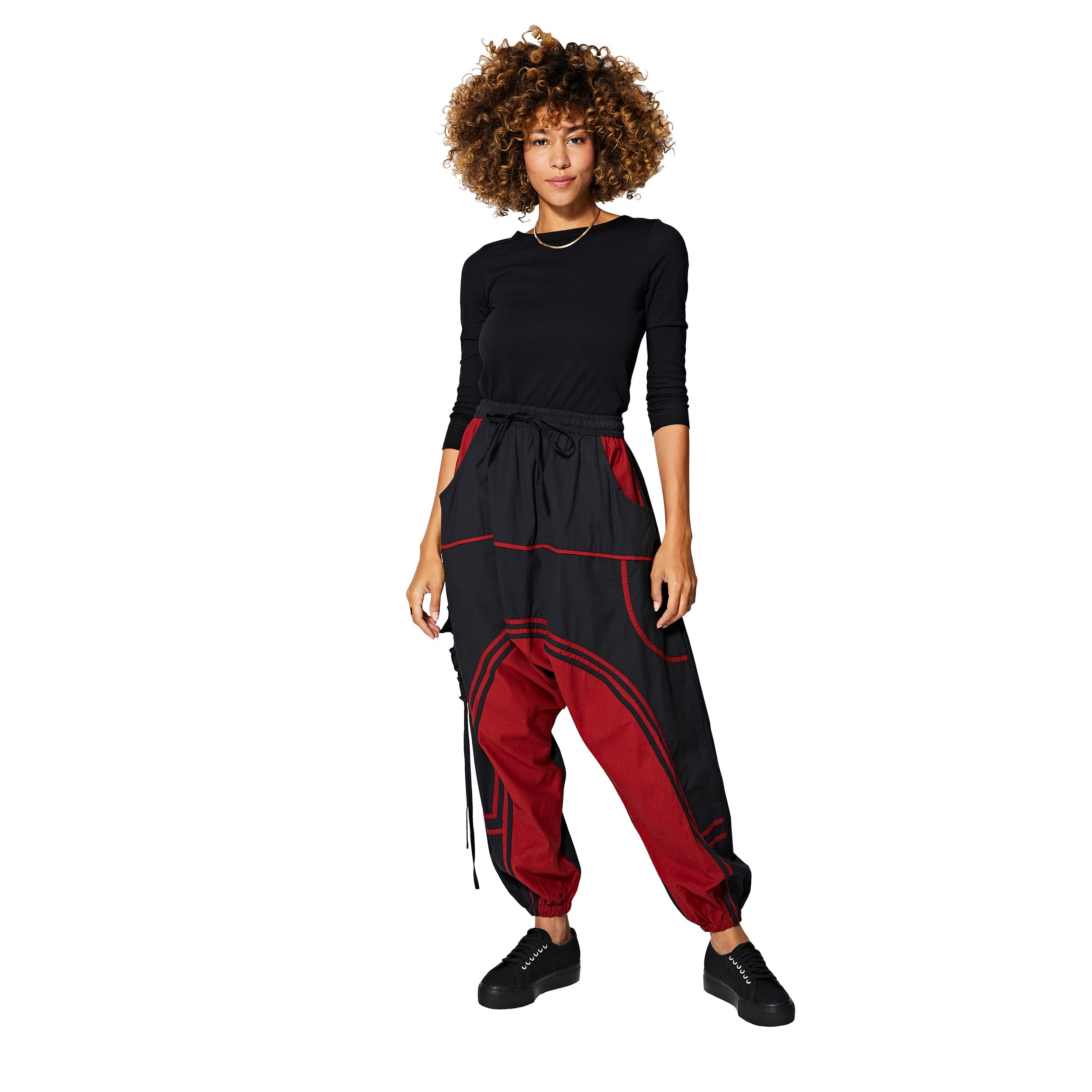 Sarouel hiver Cressida - 100% coton - noir, rouge - Akoustik Online