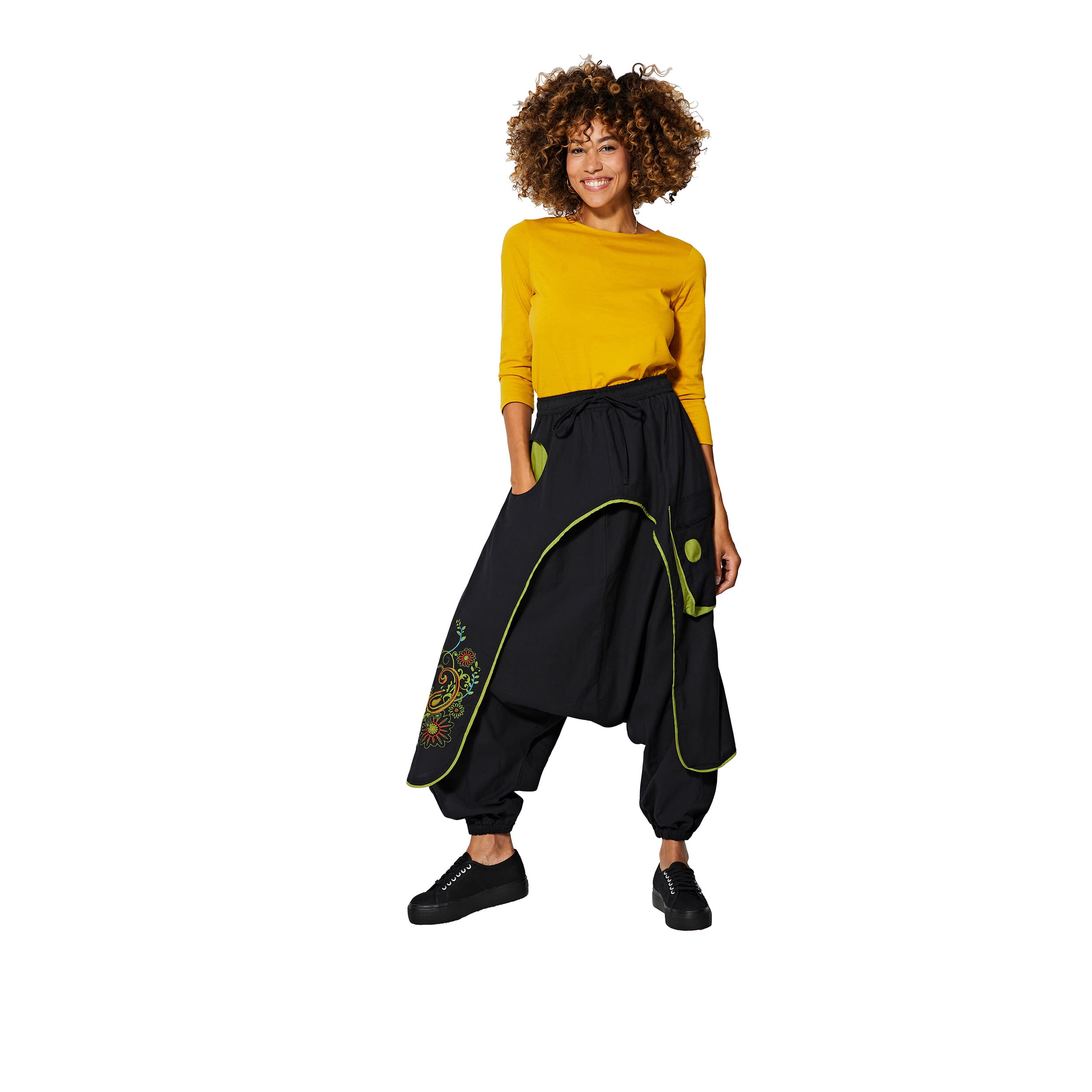 Sarouel hiver Oddmund - 100% coton - noir, vert - Akoustik Online