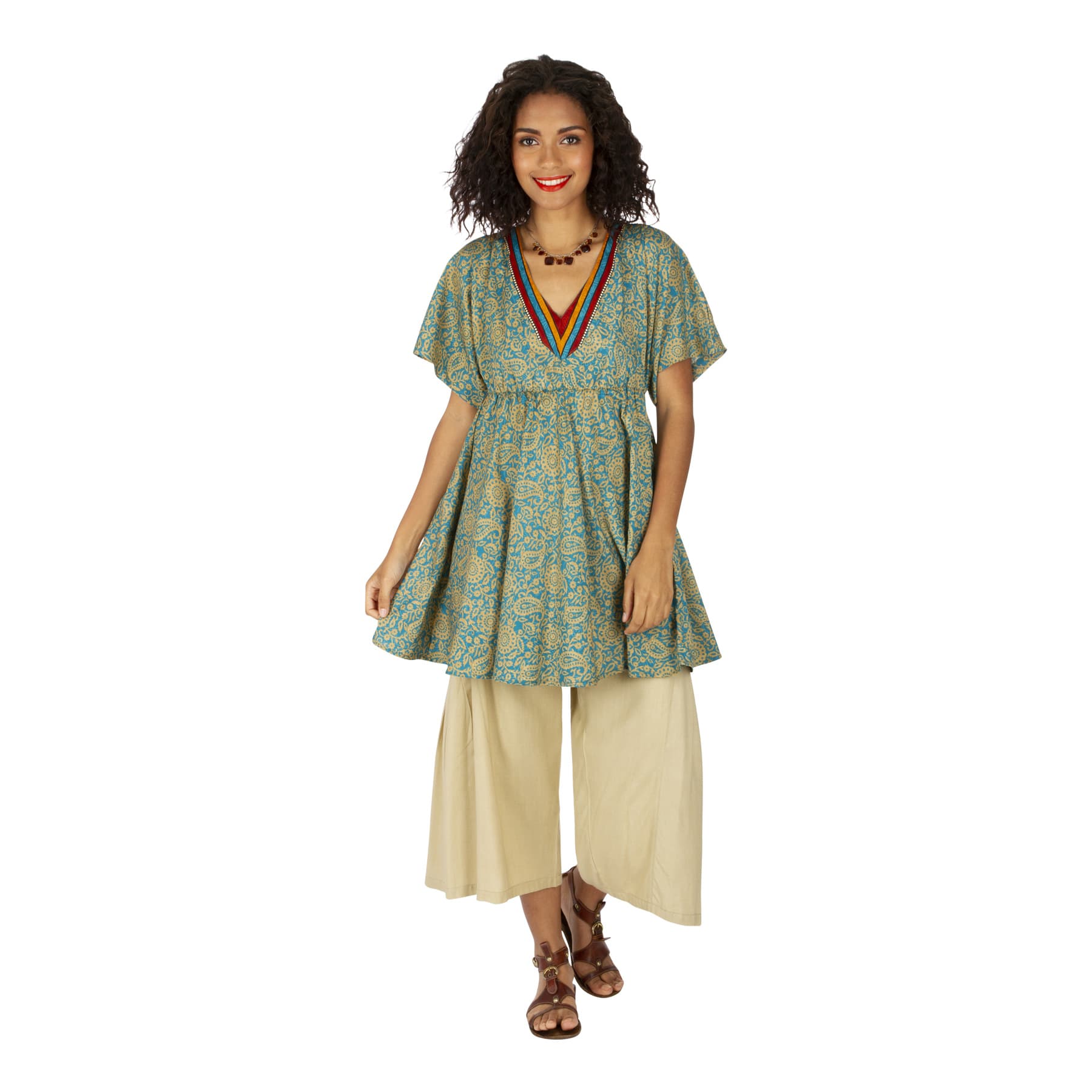 Robe été courte manches courtes Hamish - bleu, jaune - Akoustik Online