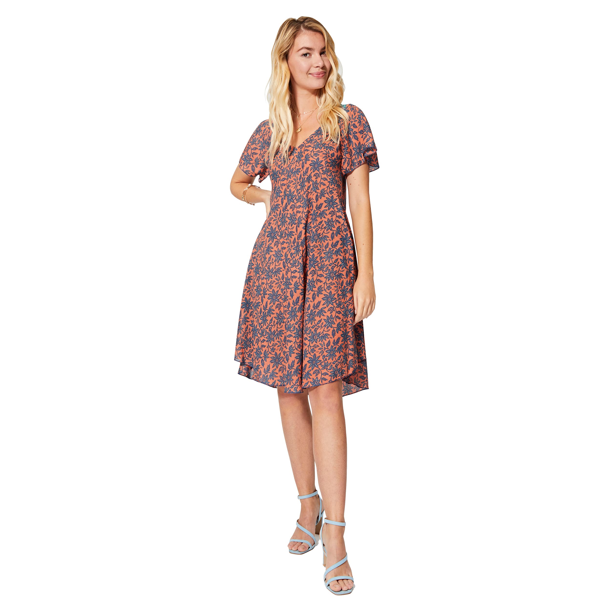 Robe été courte manches courtes Malie - rose, bleu - Akoustik Online
