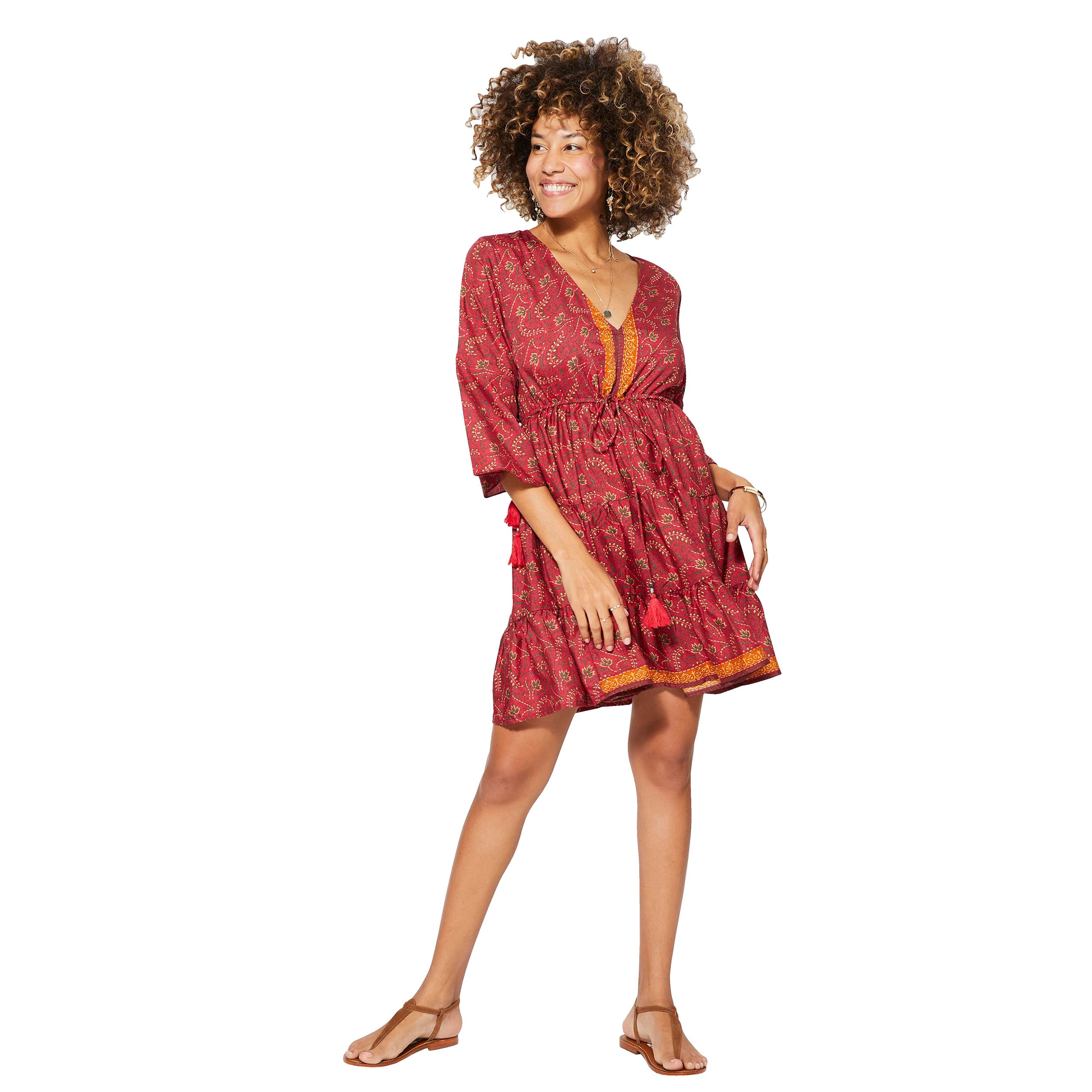 Robe été courte manches 3/4 Marlena - 100% polyester - Akoustik Online