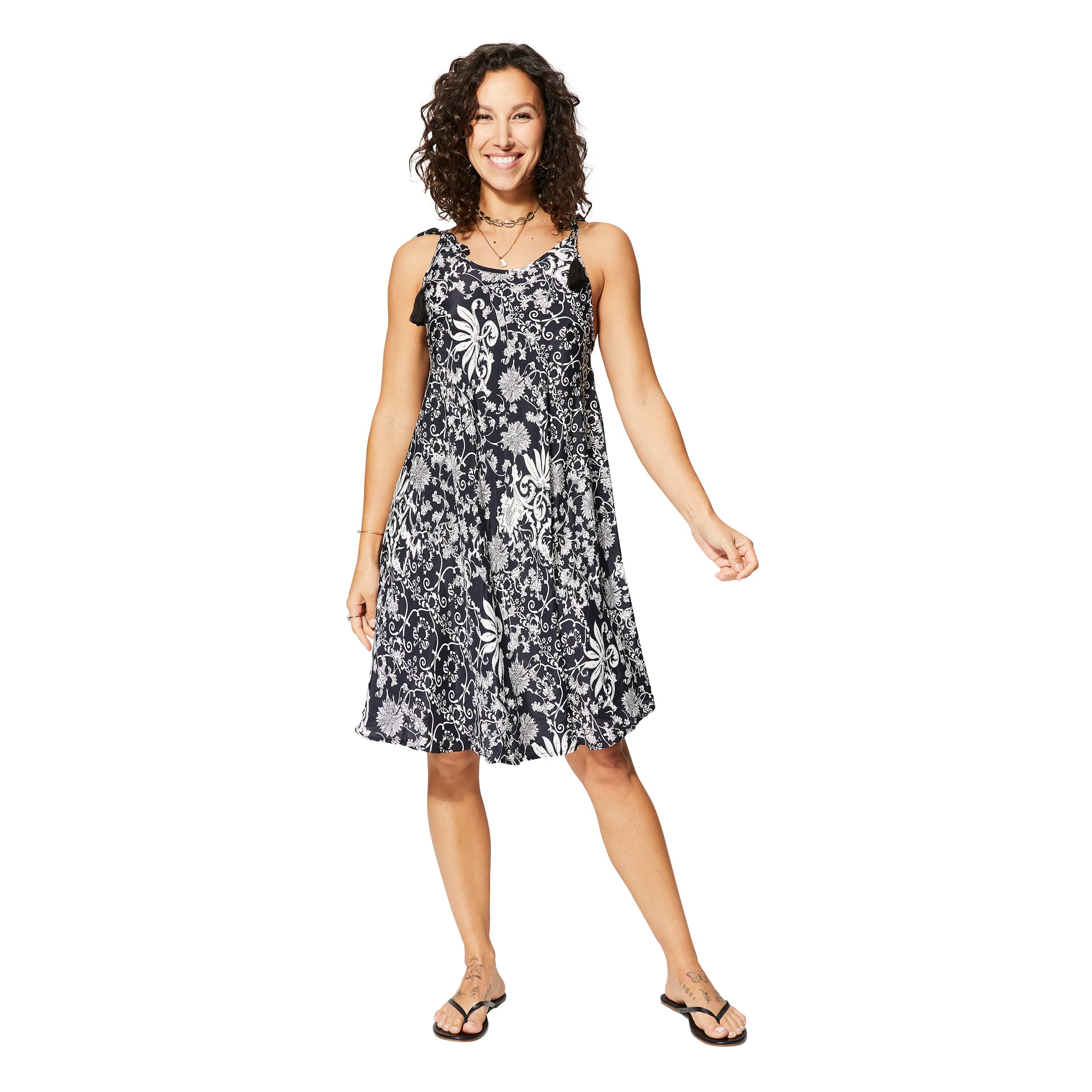 Robe été courte sans manches Jeannette - noir, blanc - Akoustik Online