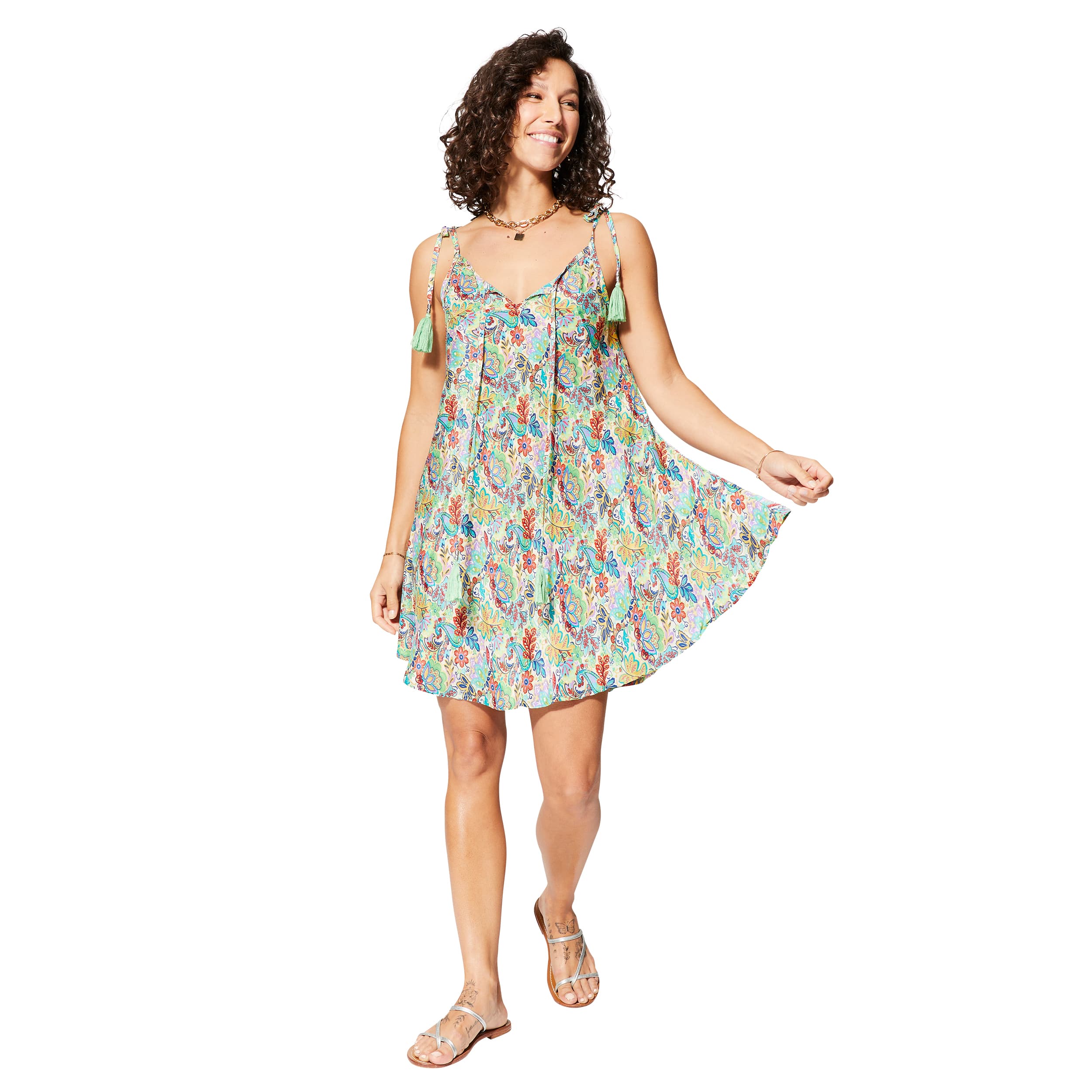 Robe été courte sans manches Amal - 100% polyester - Akoustik Online