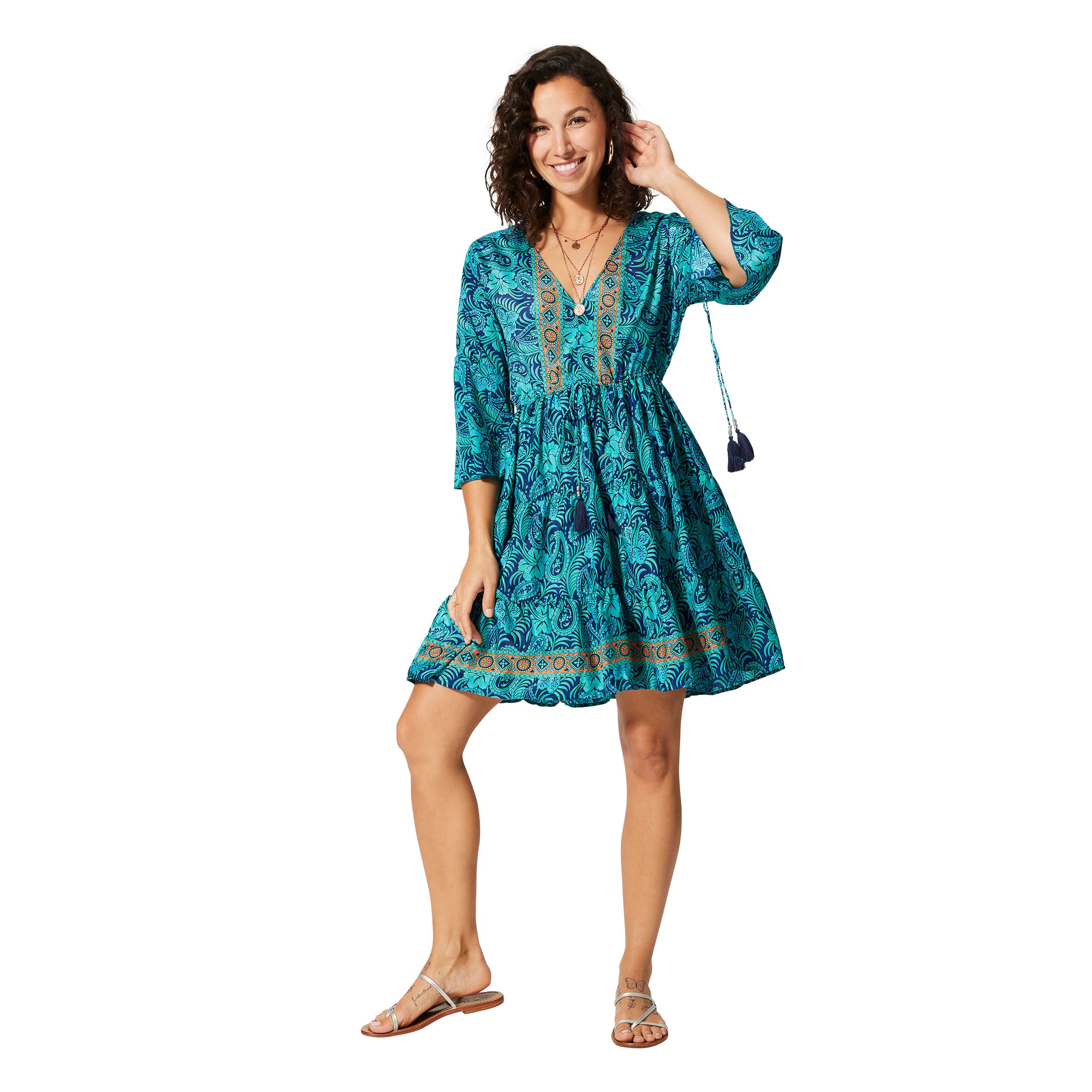 Robe été courte manches 3/4 Katri - 100% polyester - Akoustik Online