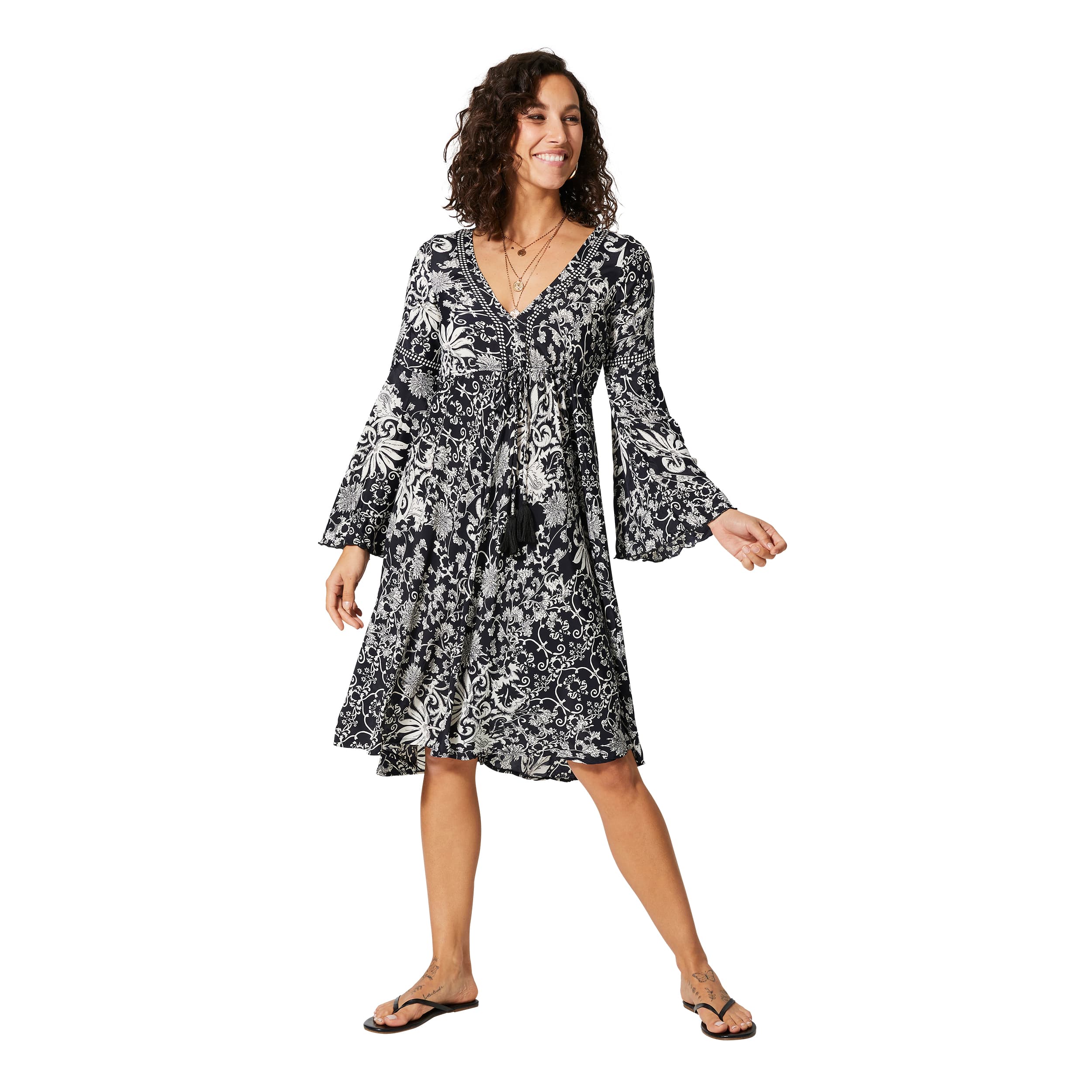 Robe été courte manches longues Stuart - noir, blanc - Akoustik Online
