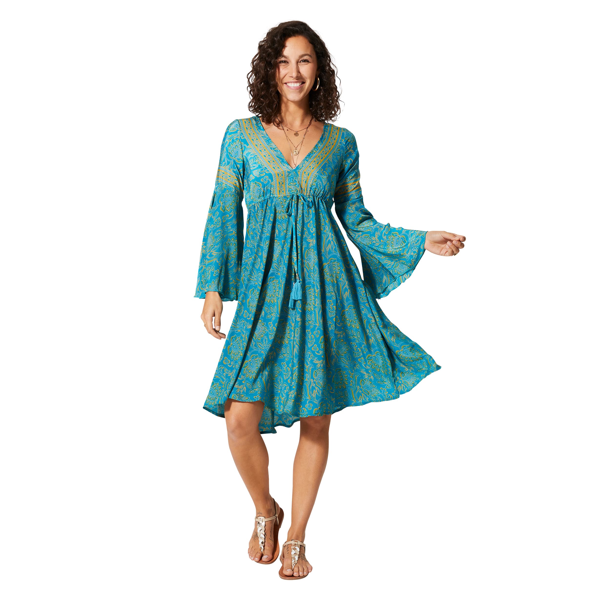 Robe été courte manches longues Xue - 100% polyester - Akoustik Online