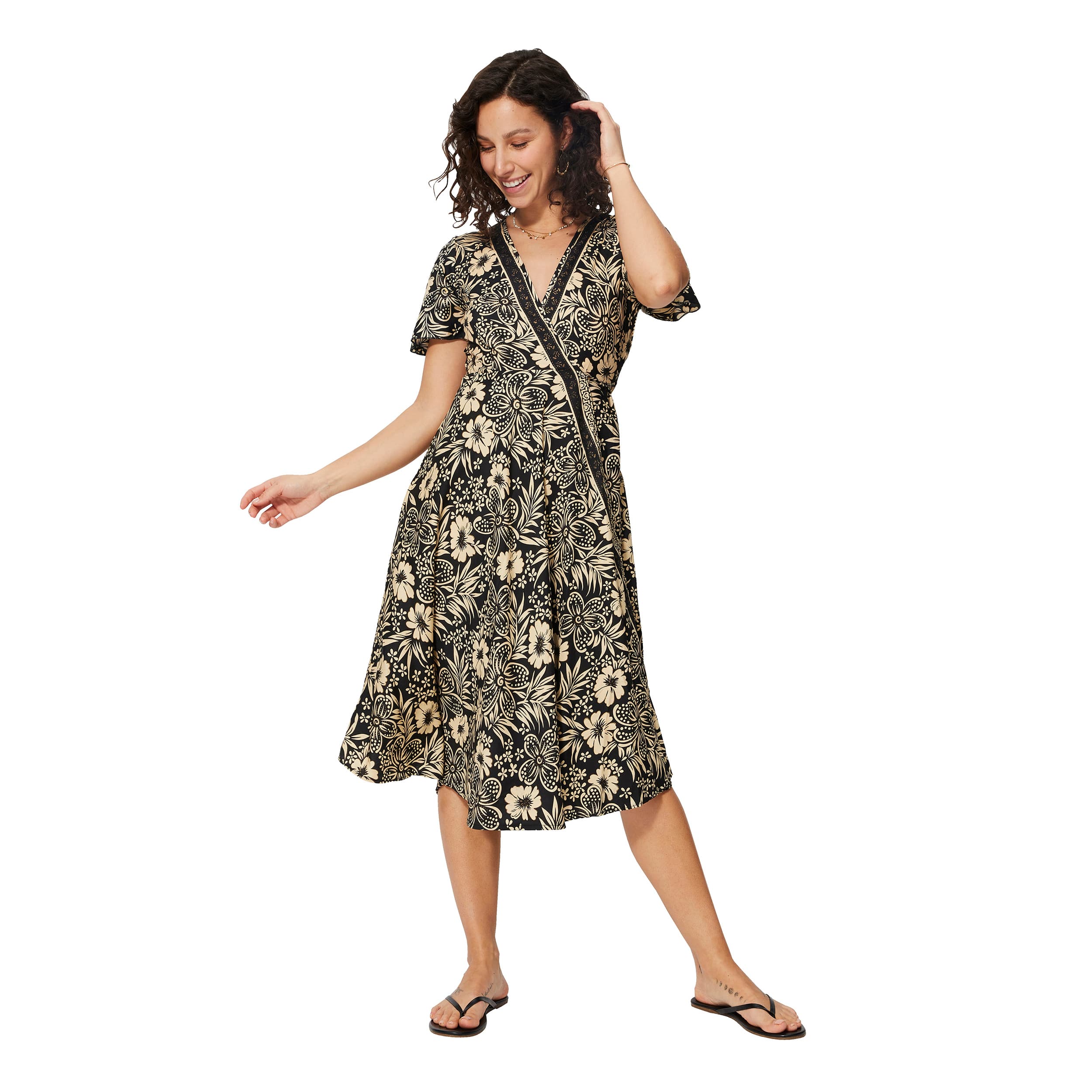 Robe été mi-longue manches courtes Cherise - Akoustik Online