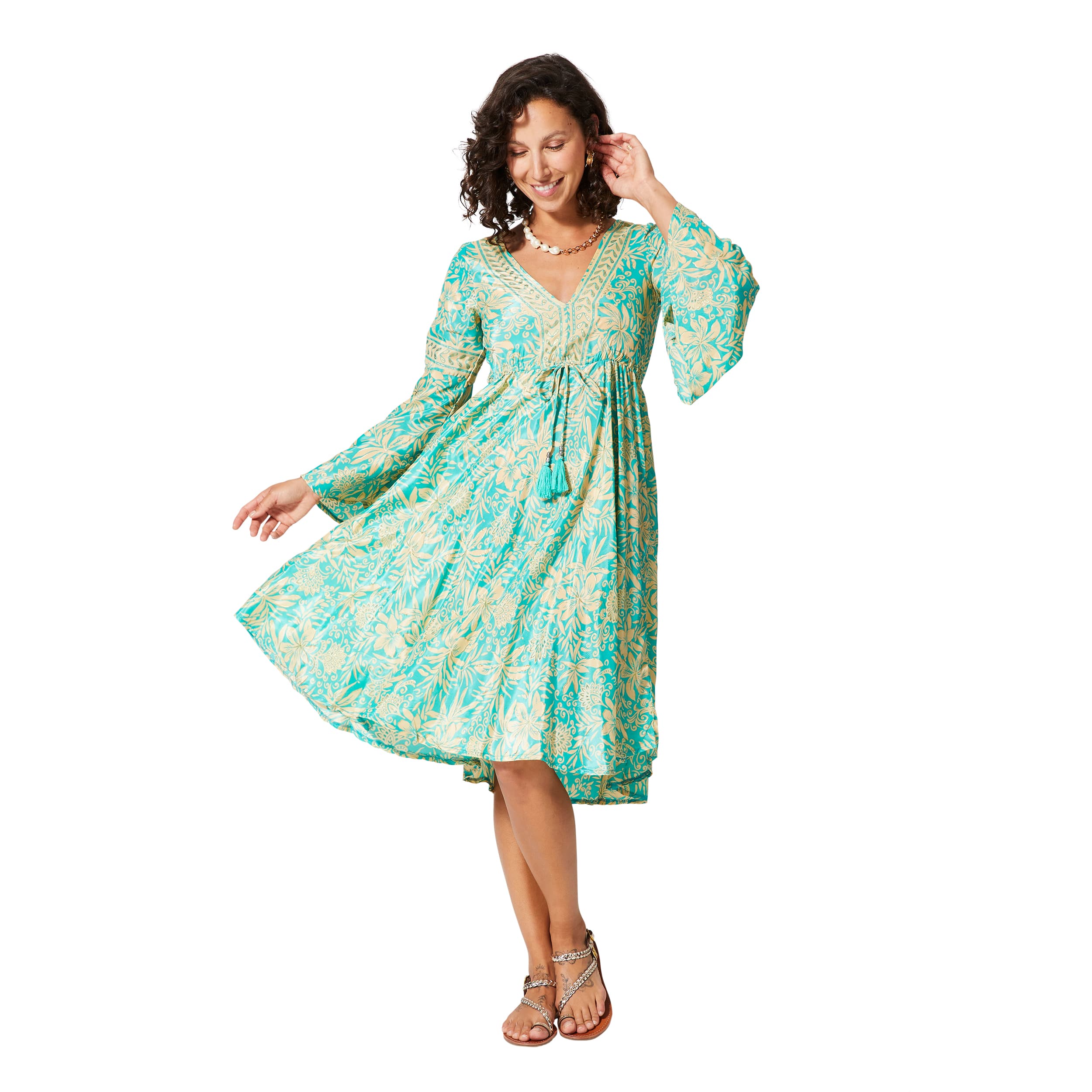 Robe été courte manches 3/4 Sharon - 100% polyester - Akoustik Online