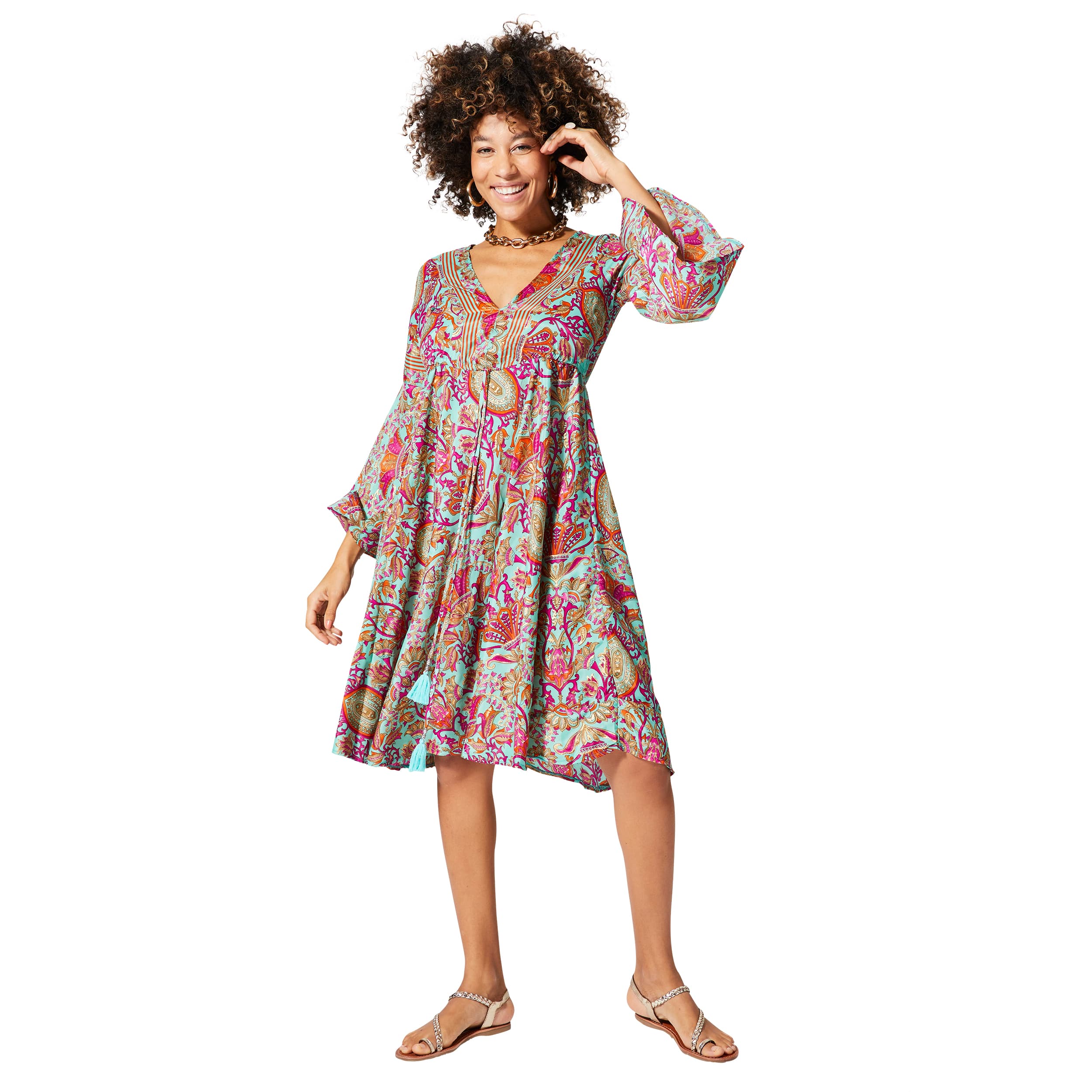 Robe été courte manches 3/4 Rory - 100% polyester - Akoustik Online