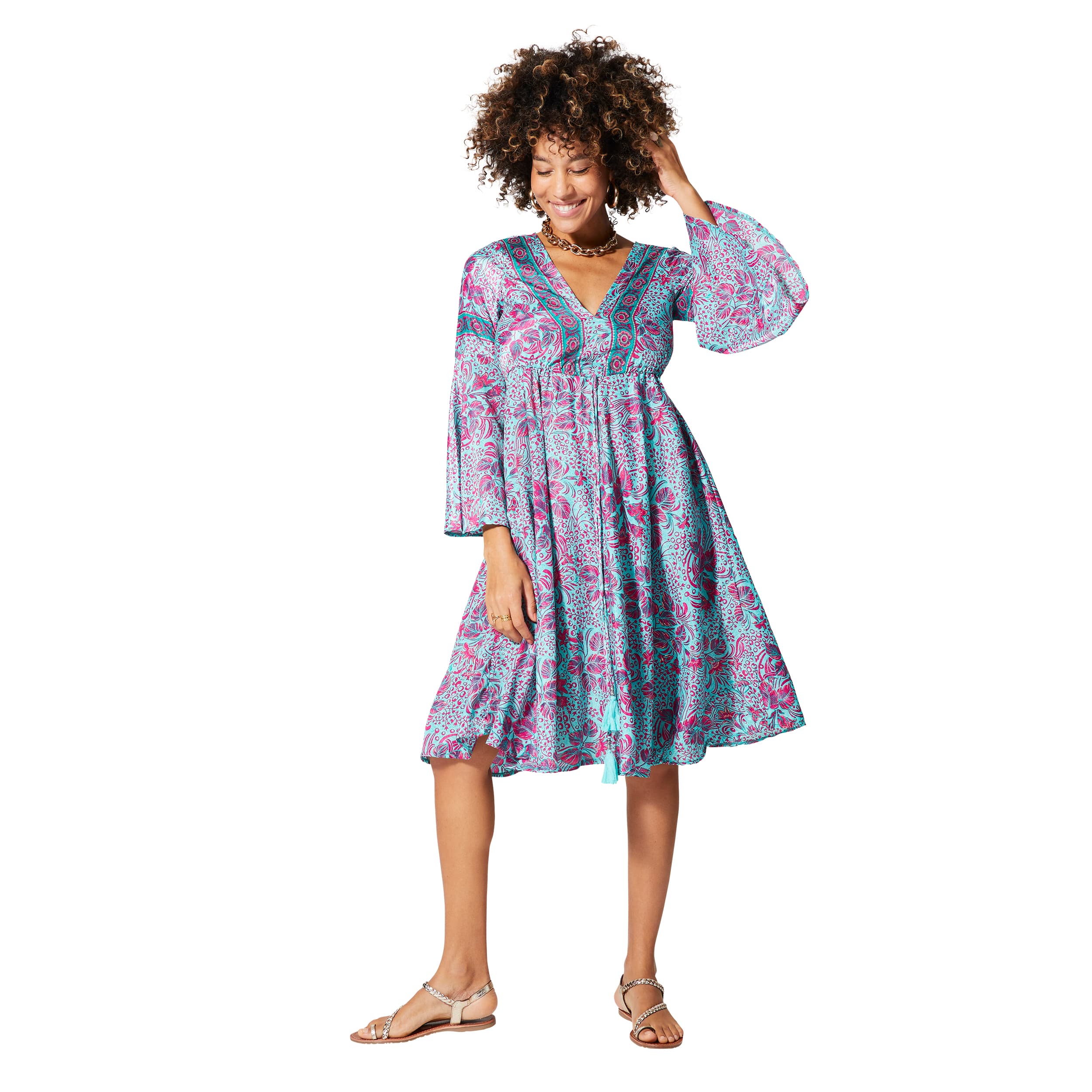 Robe été courte manches 3/4 Waheeda - 100% polyester - Akoustik Online