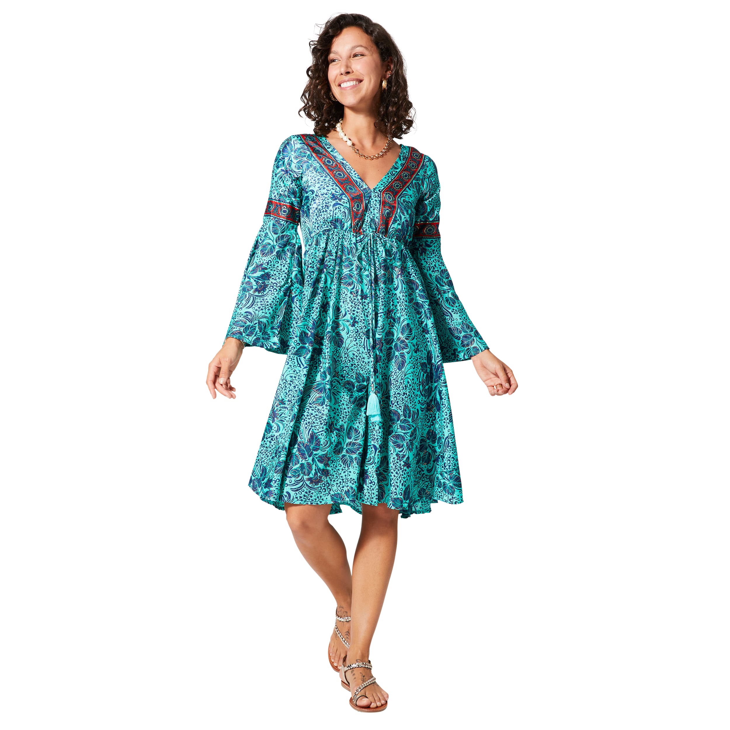 Robe été courte manches 3/4 Saoirse - 100% polyester - Akoustik Online
