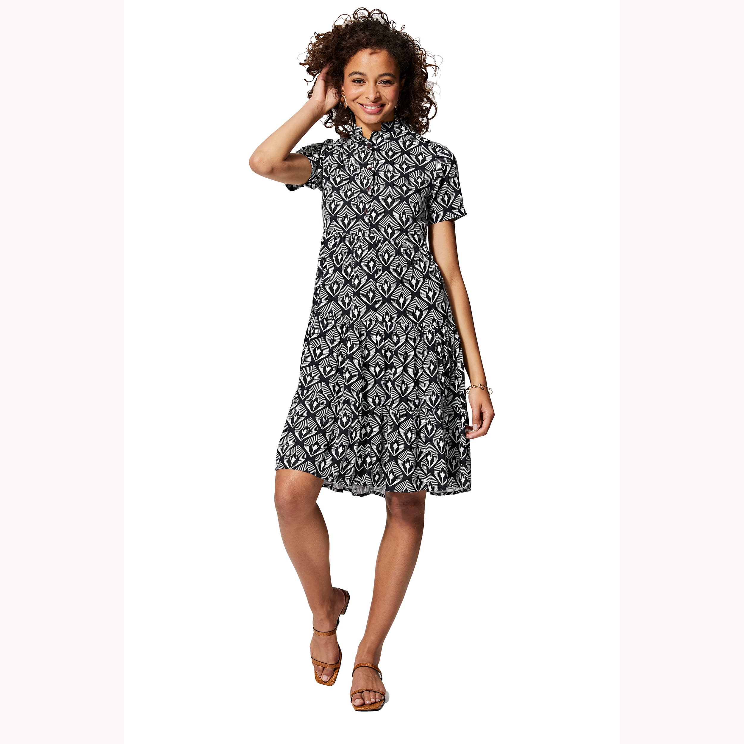 Robe été courte manches courtes Sawako - noir, blanc - Akoustik Online