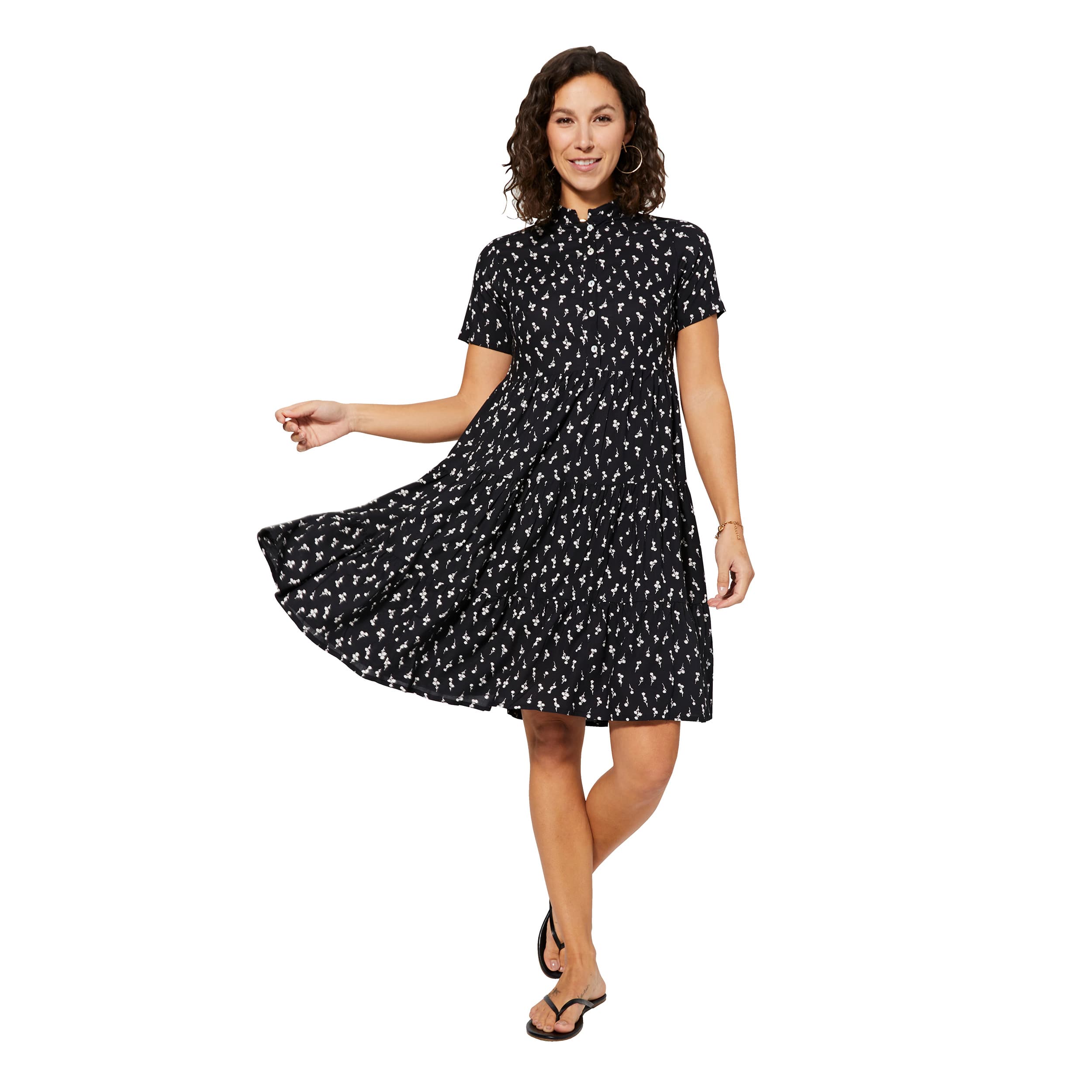 Robe été courte manches courtes Agatha - noir, blanc - Akoustik Online
