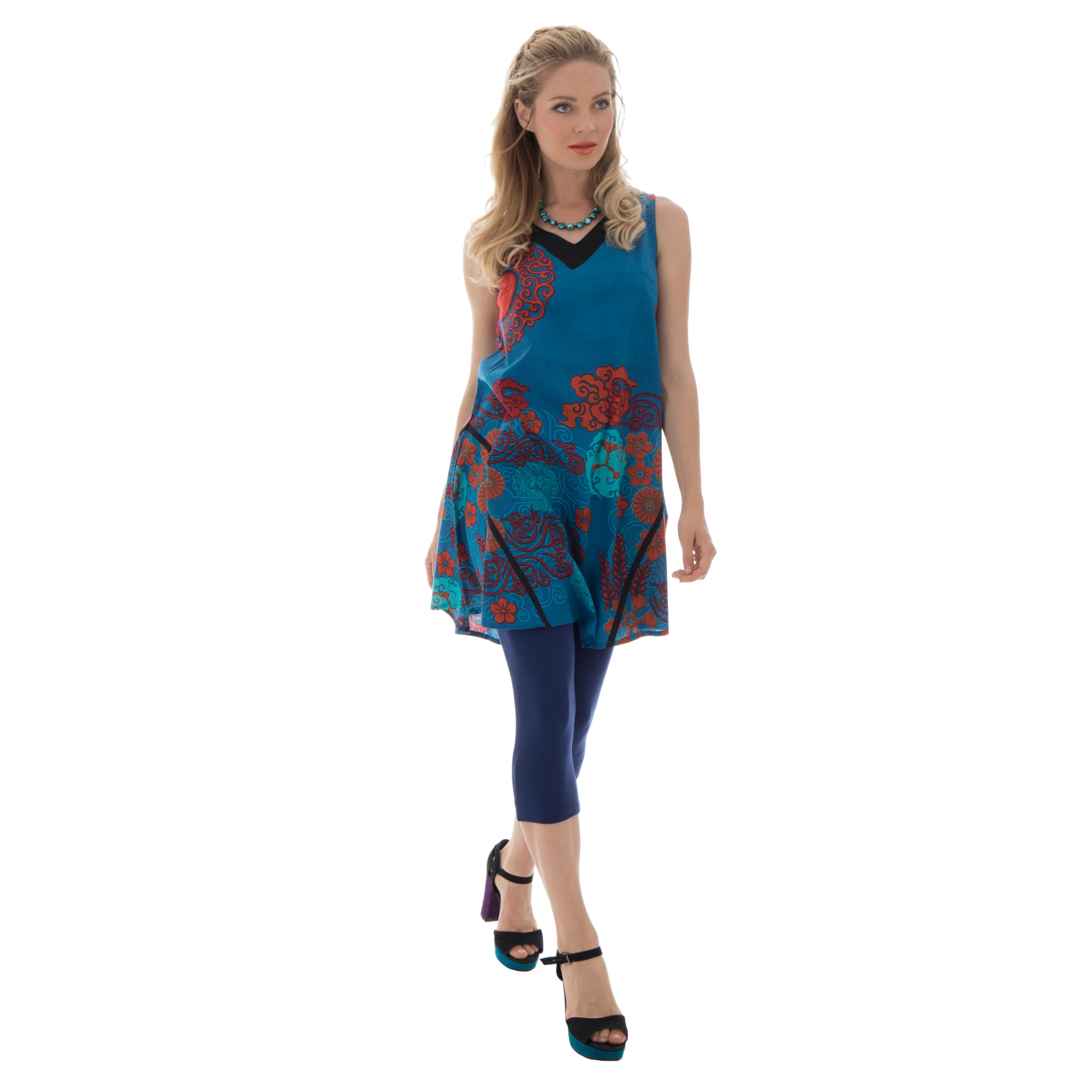 Robe été Zalmon - 100% coton - bleu, rouge - Akoustik Online
