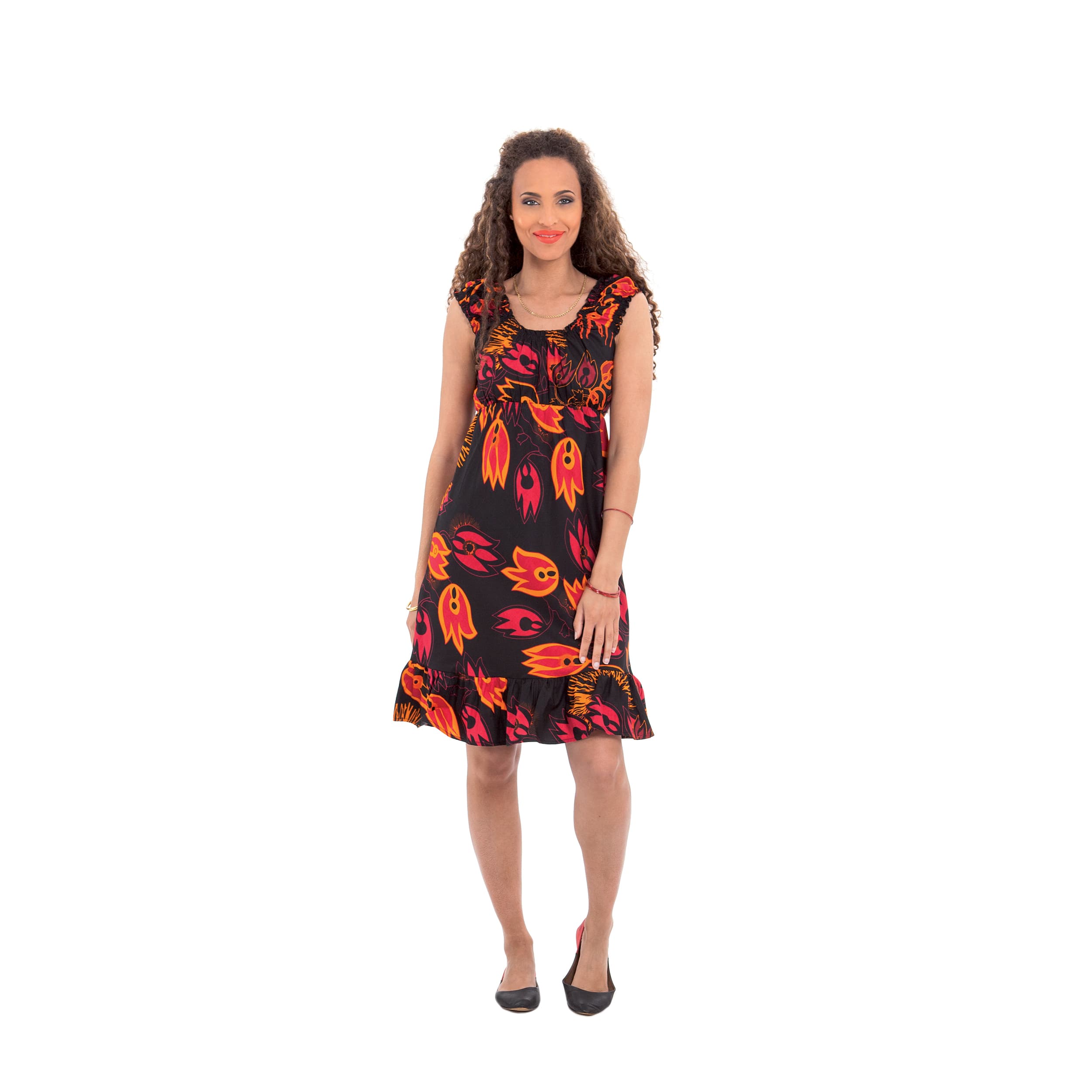 Robe été Dolores - 100% coton - noir, jaune, rouge - Akoustik Online