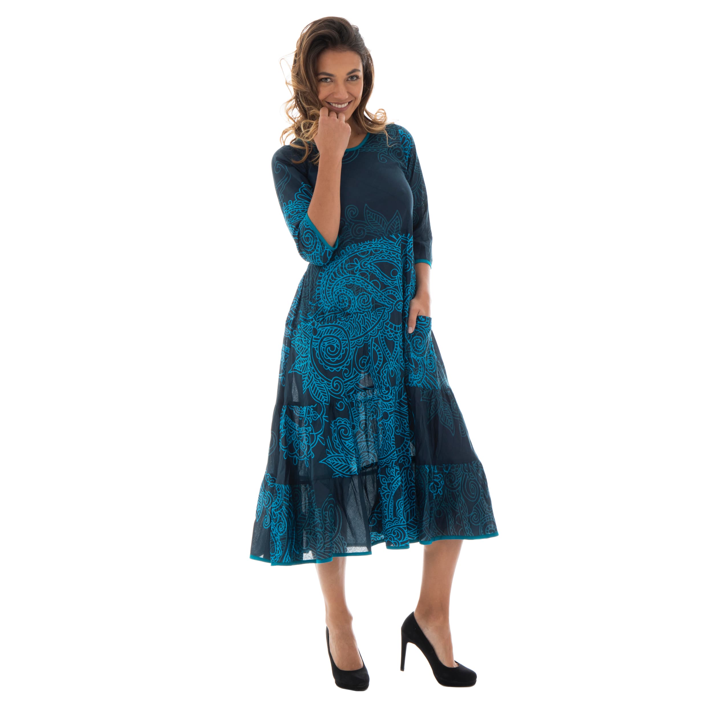 Robe été Brunella - 100% voile de coton - bleu - Akoustik Online