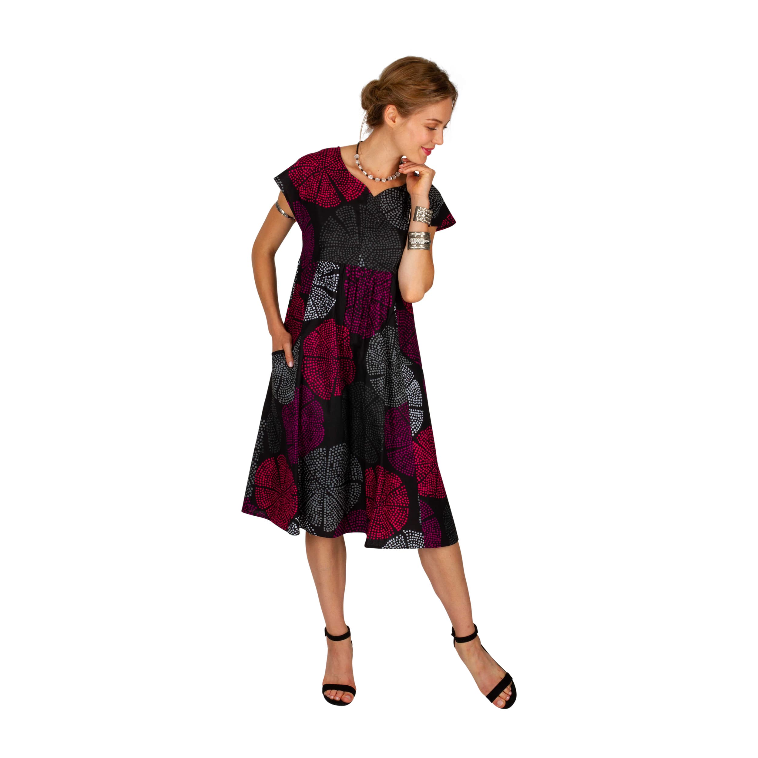 Robe été mi-longue manches courtes Elyn - 100% coton - Akoustik Online