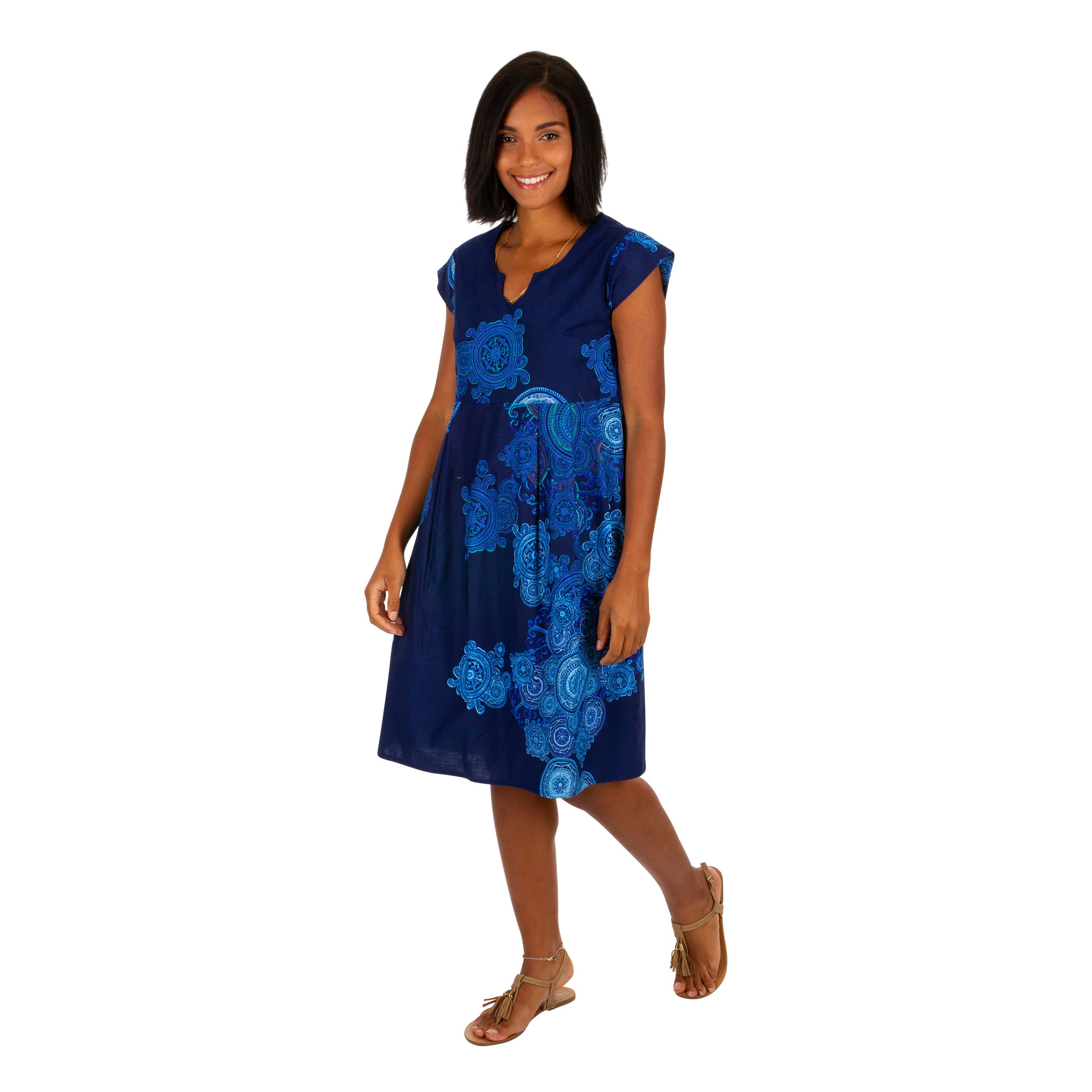 Robe été mi-longue manches courtes Pakpao - bleu - Akoustik Online