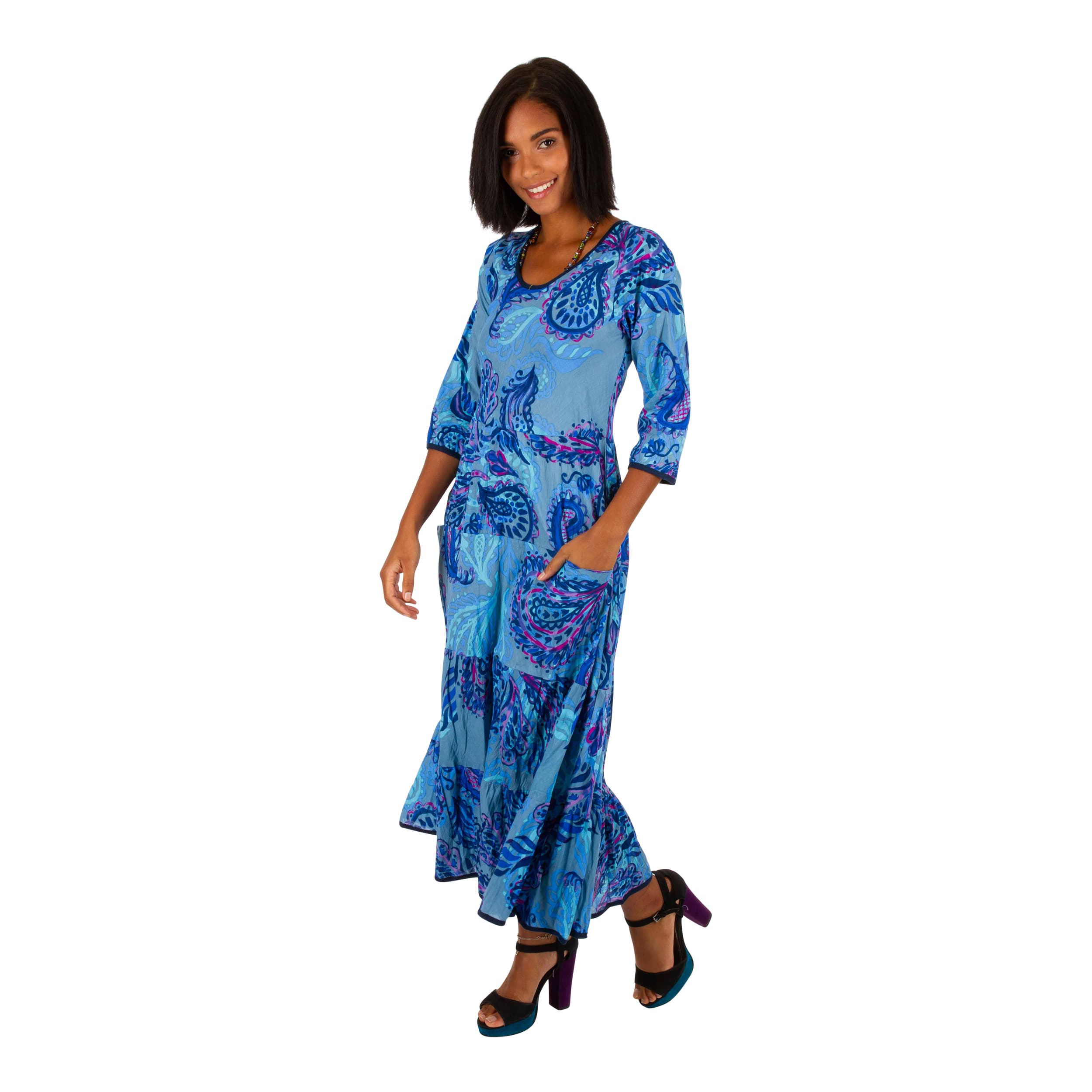 Robe été mi-longue manches 3/4 Venyamin - bleu - Akoustik Online