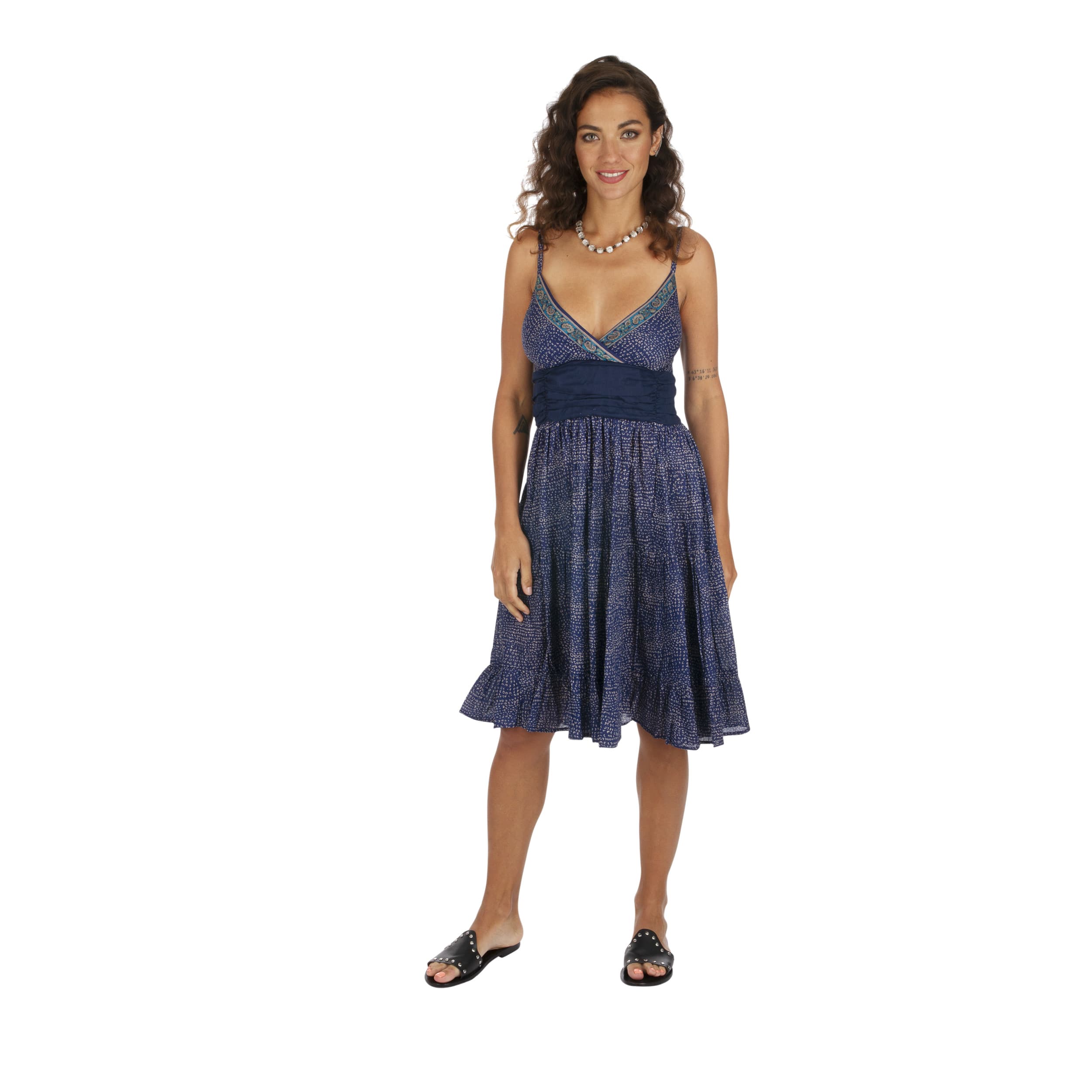 Robe été courte sans manches Amilia - bleu, creme - Akoustik Online