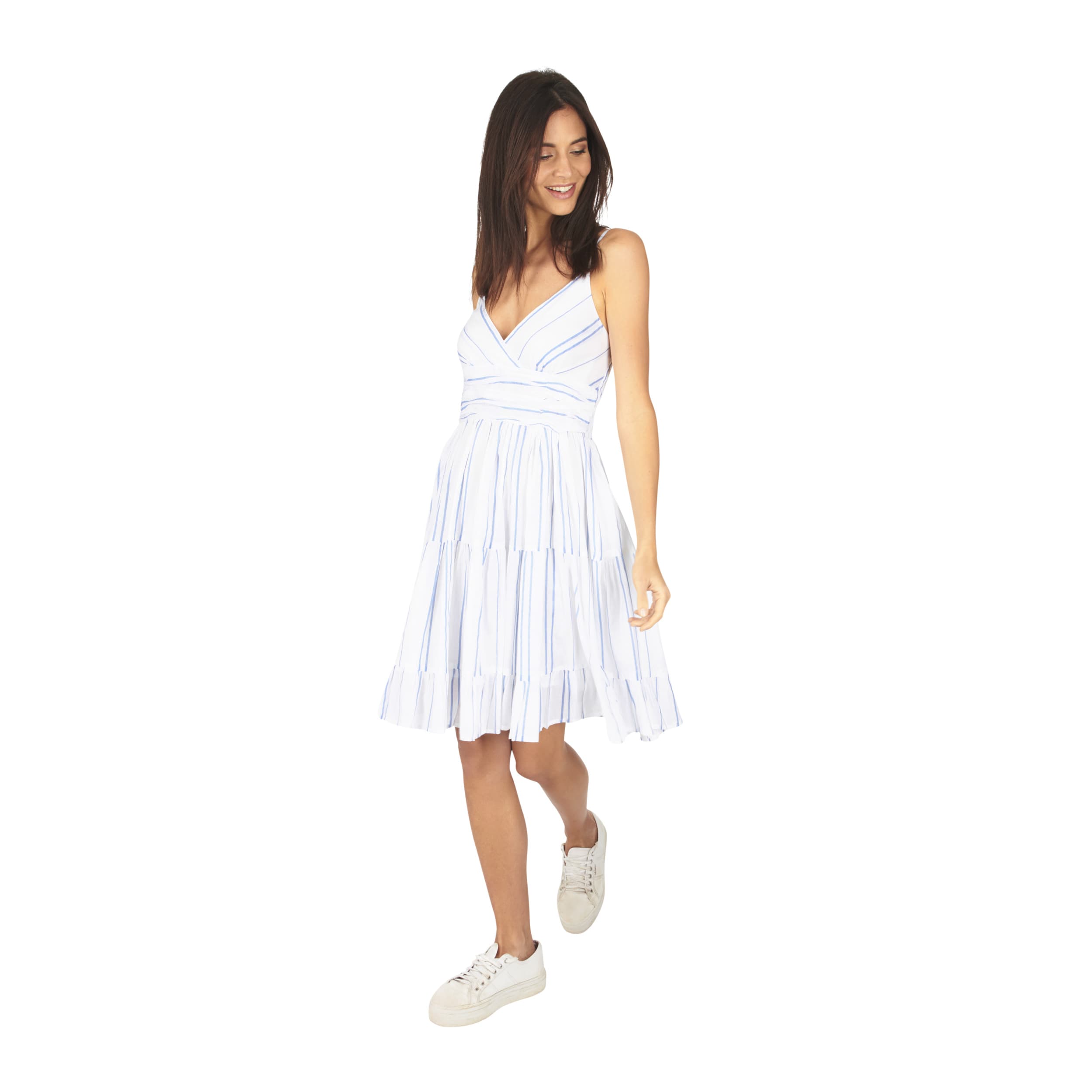 Robe été courte sans manches Hernán - blanc, bleu - Akoustik Online