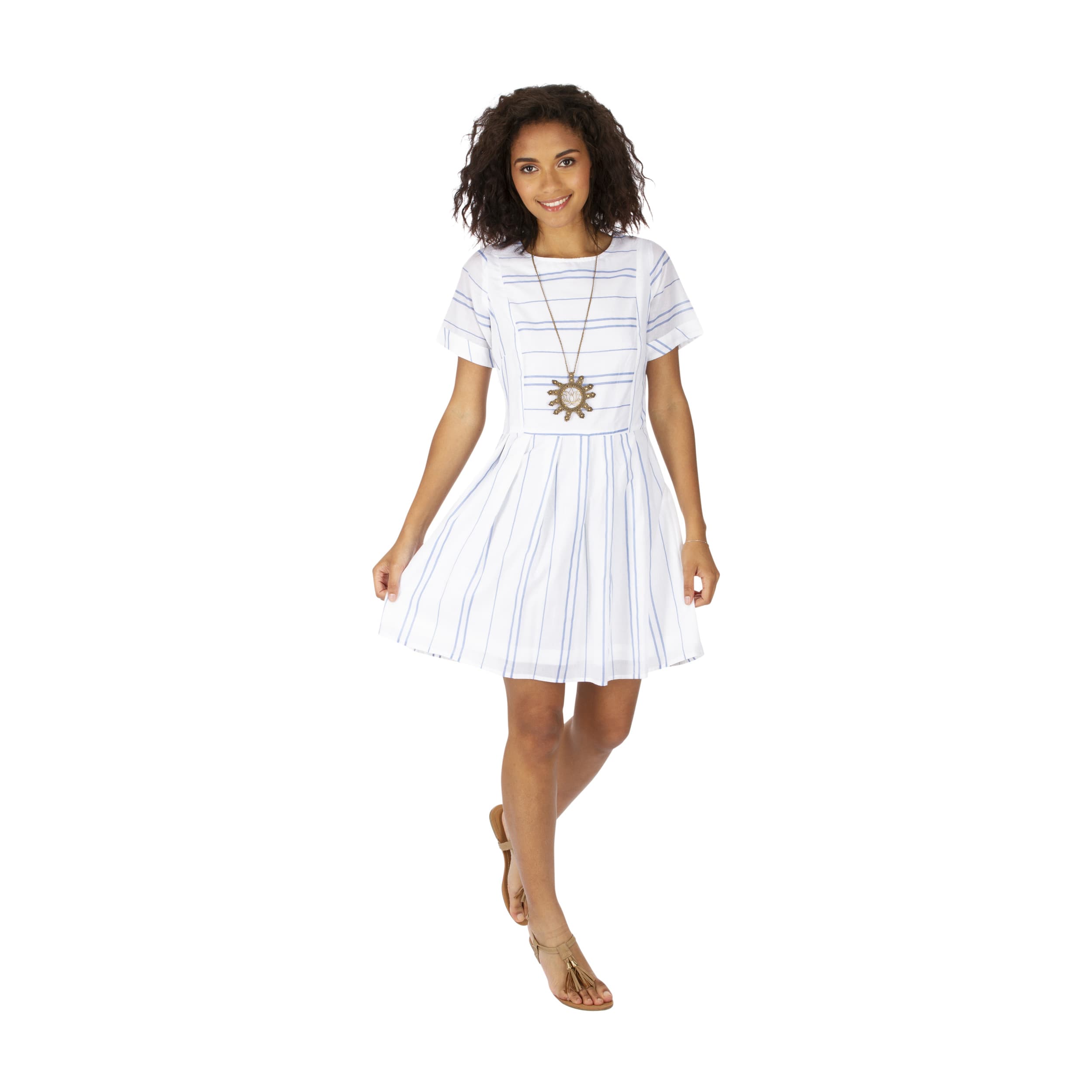 Robe été courte manches courtes Pere - blanc, bleu - Akoustik Online