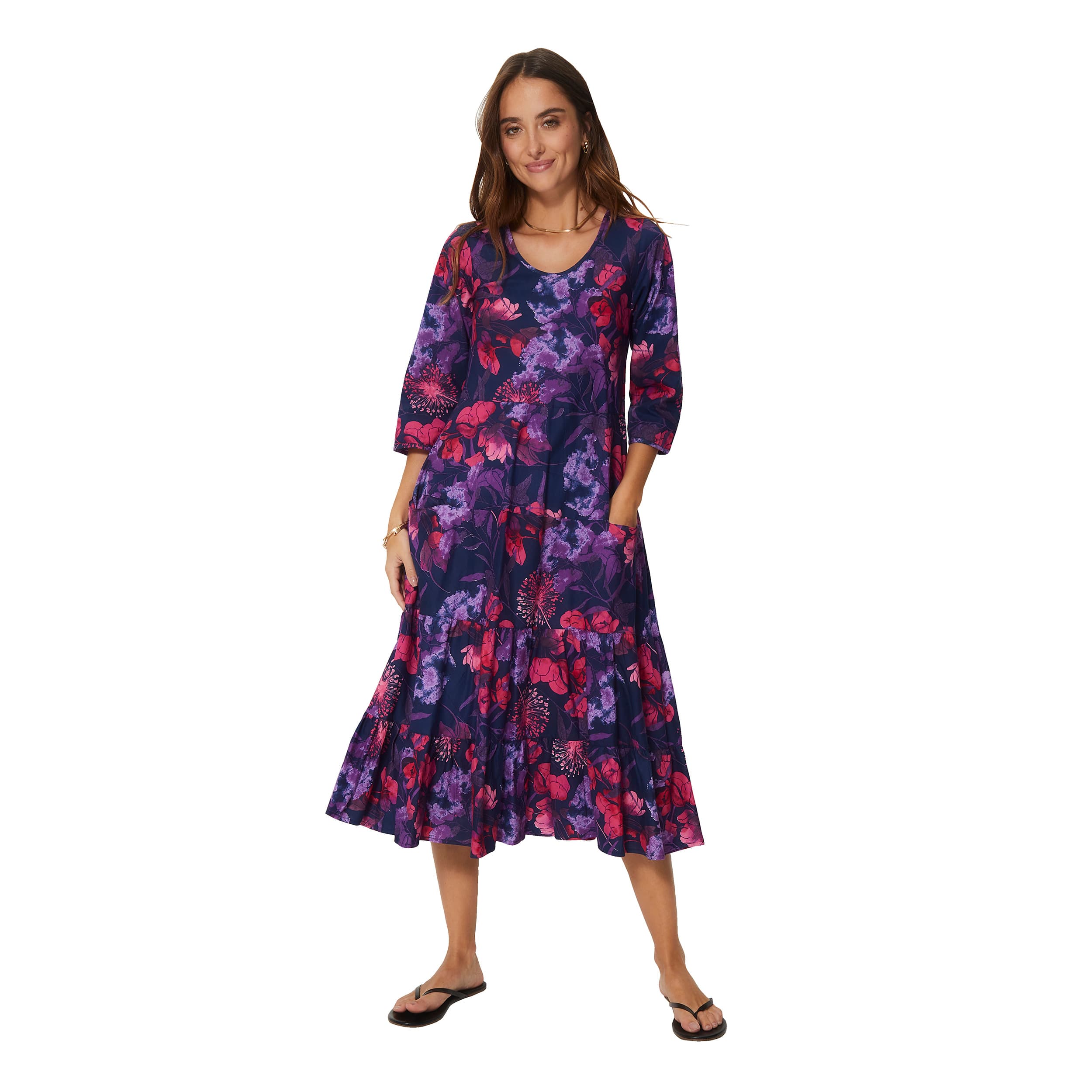 Robe été mi-longue manches 3/4 Rayne - violet, rose - Akoustik Online