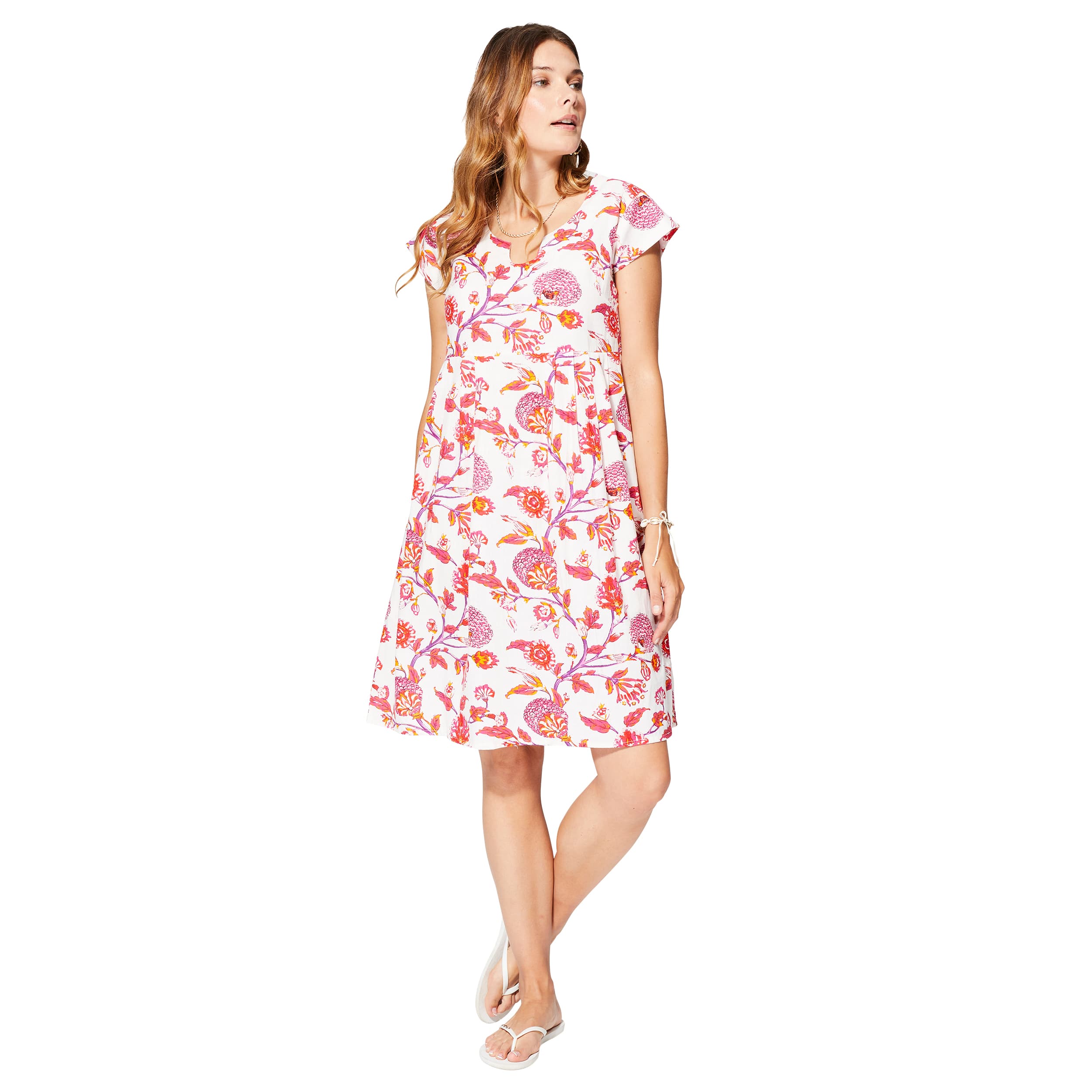 Robe été mi-longue manches courtes Lori - 100% coton - Akoustik Online