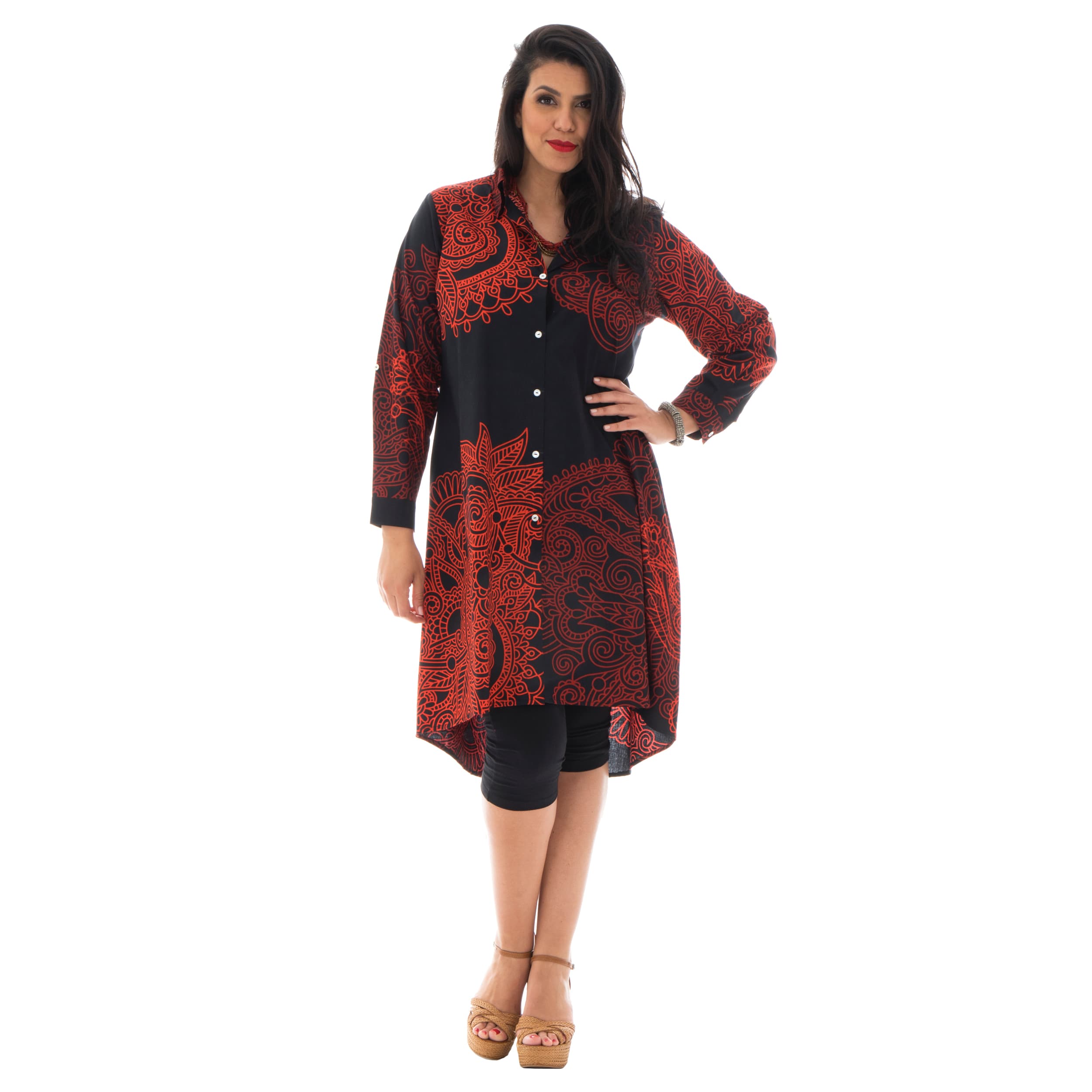 Robe été Niki - 100% coton - noir, orange - Akoustik Online