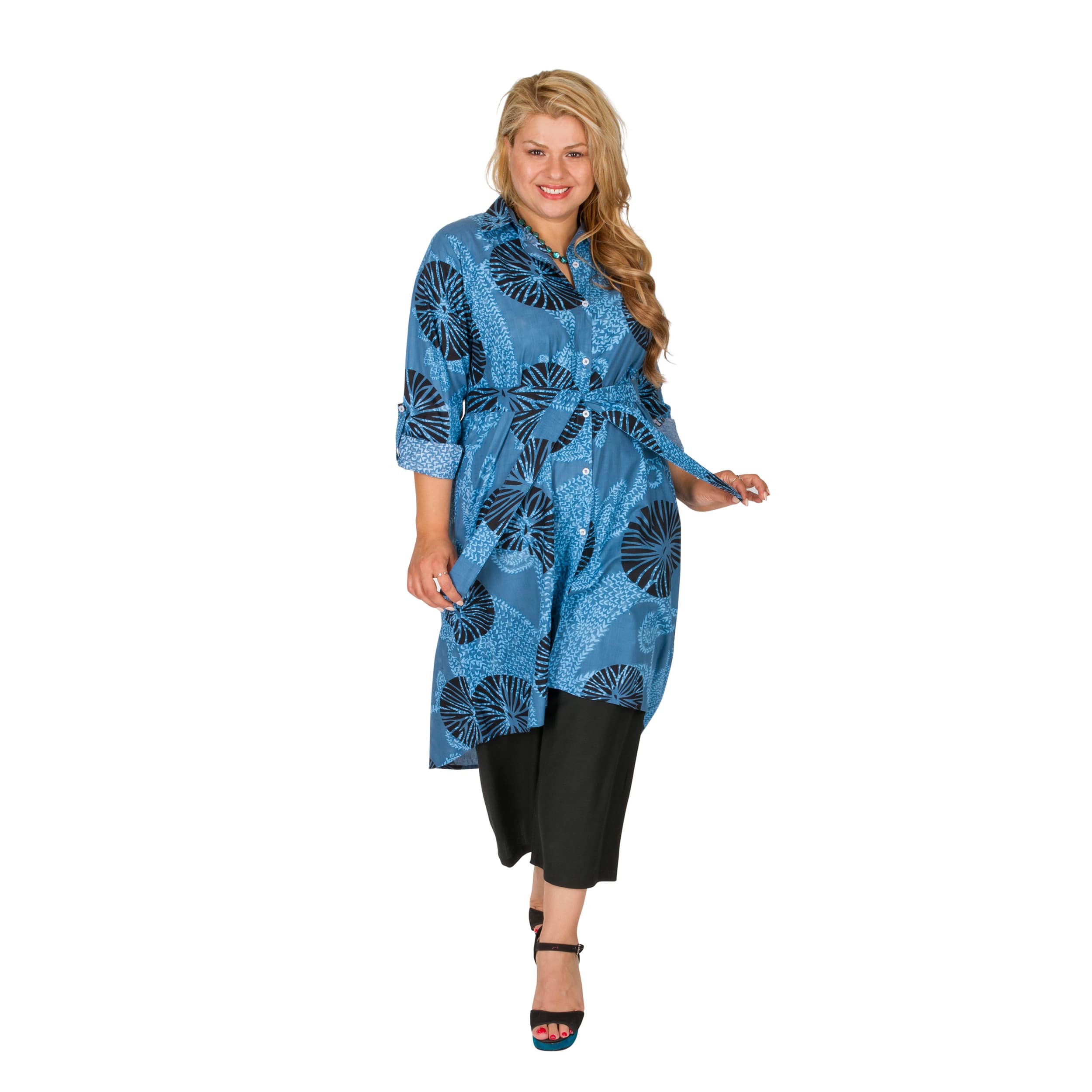 Robe été Kerrie - 100% coton - bleu, noir, blanc - Akoustik Online