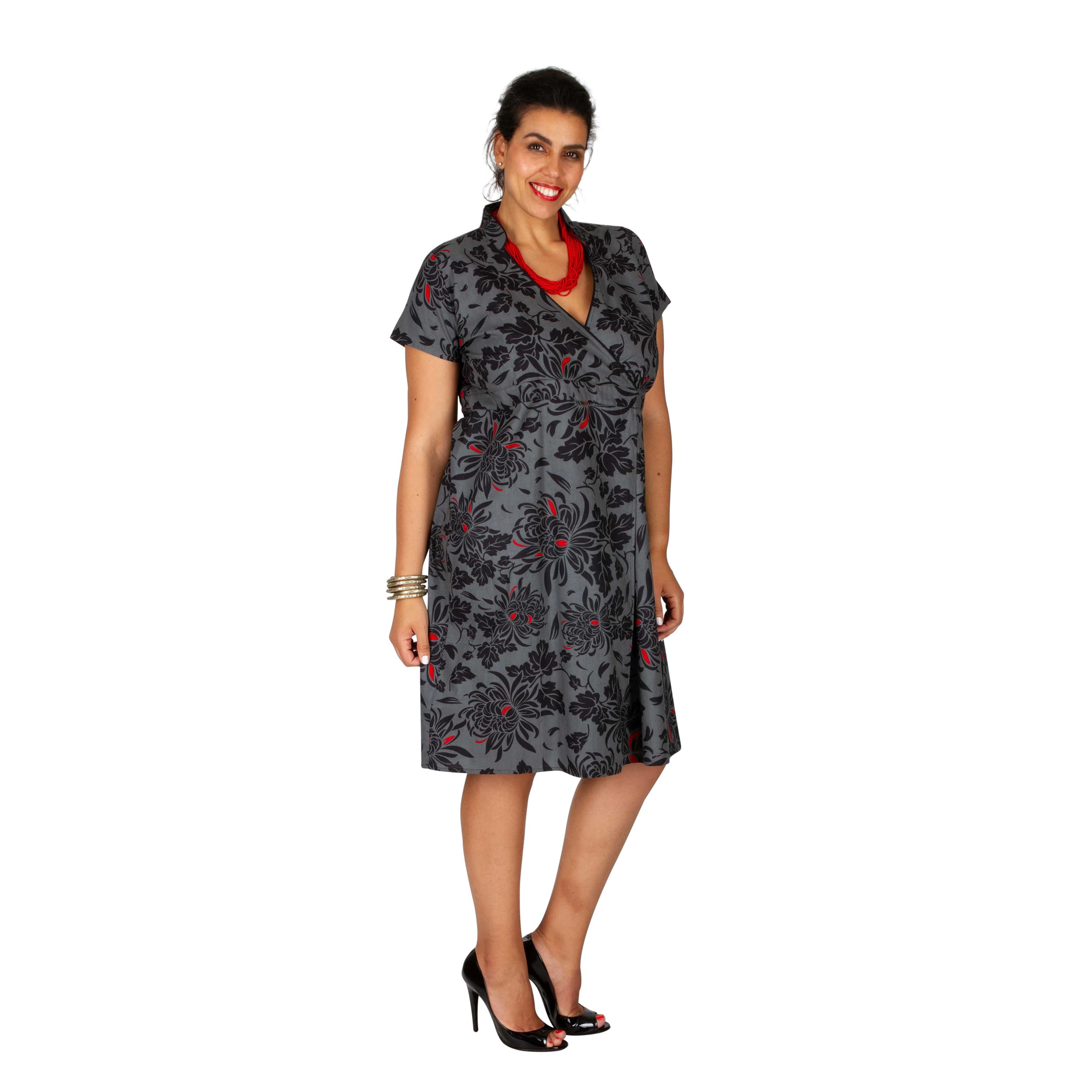 Robe été Lady - 100% coton - gris, noir, rouge - Akoustik Online