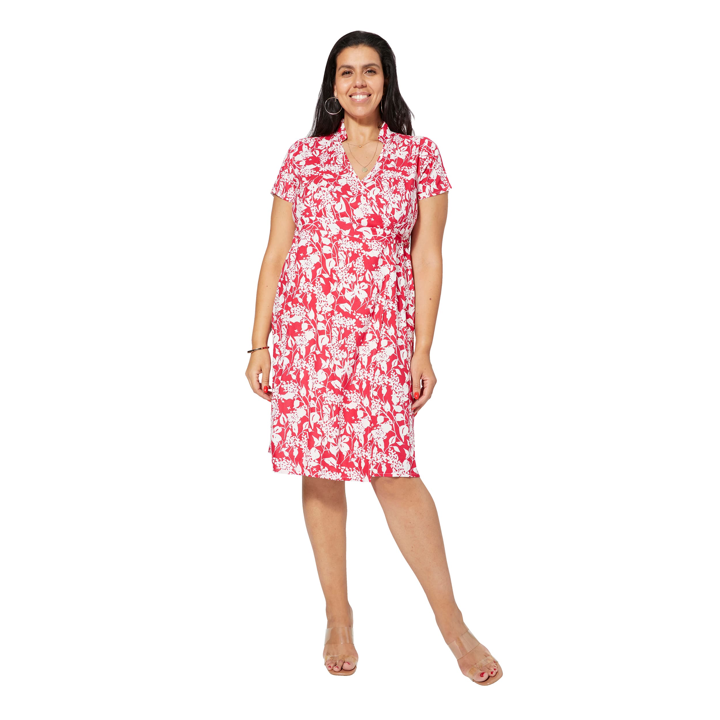 Robe été courte manches courtes Judita - rose, blanc - Akoustik Online
