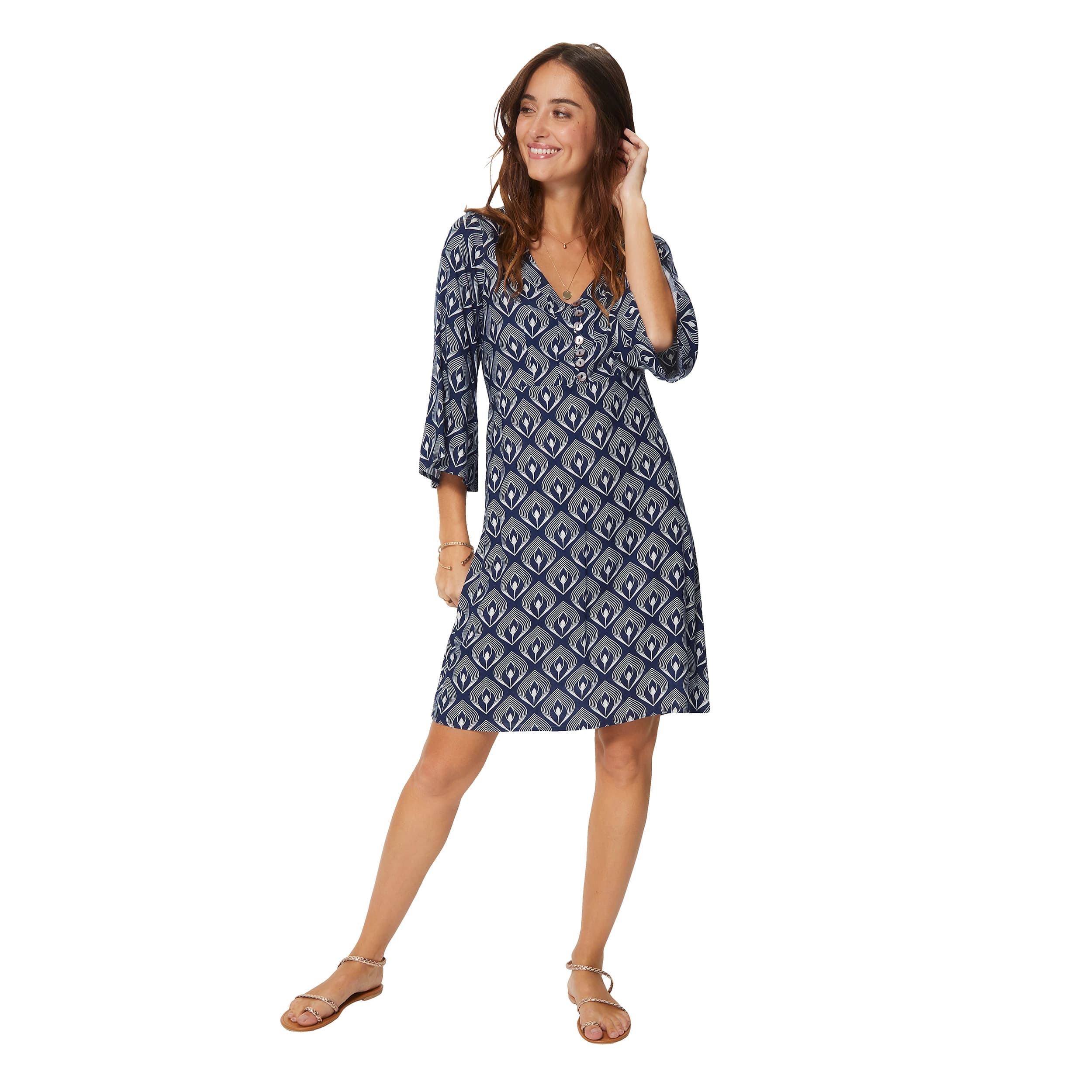 Robe été courte manches 3/4 Soania - 100% viscose - Akoustik Online