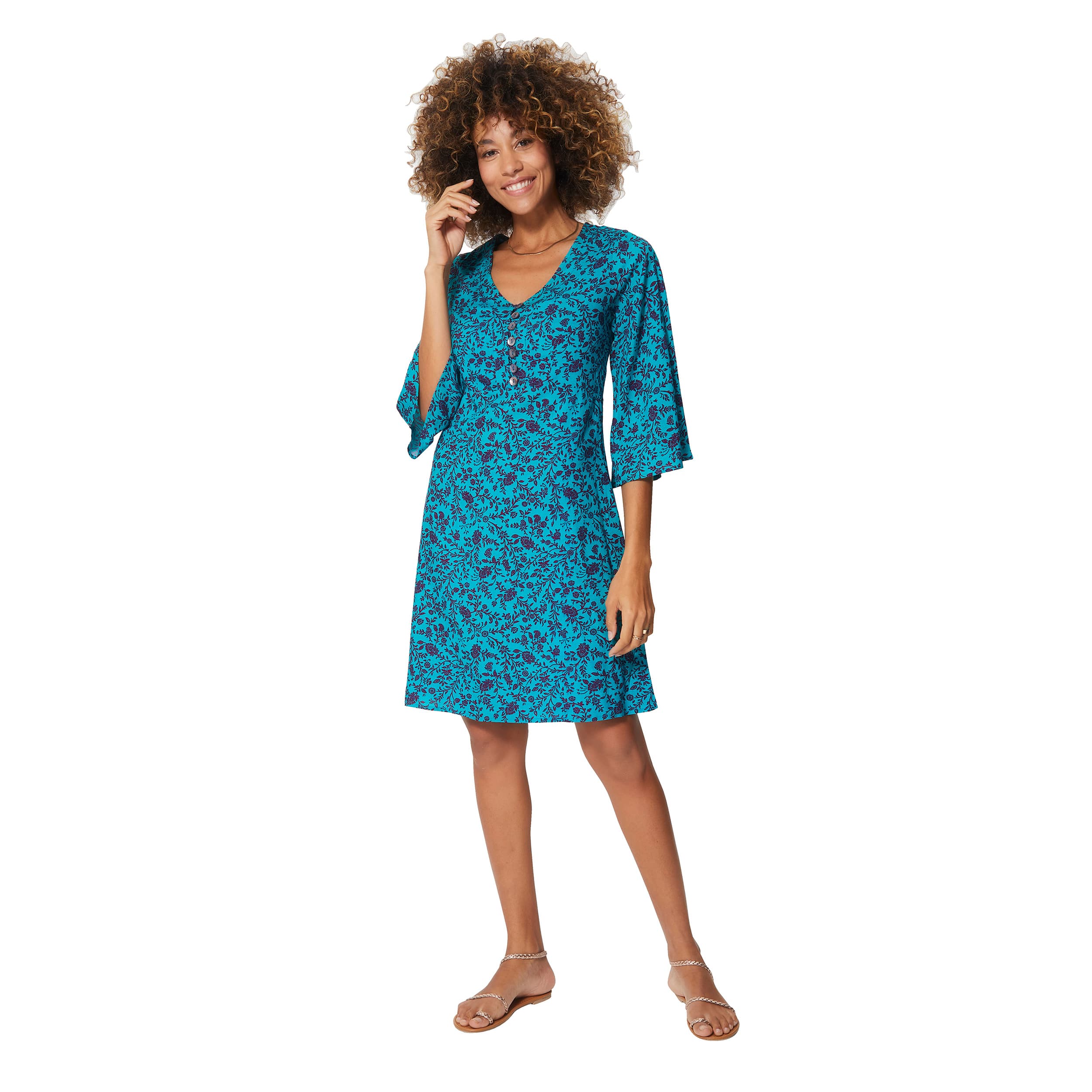 Robe été courte manches 3/4 Saanvi - 100% viscose - Akoustik Online