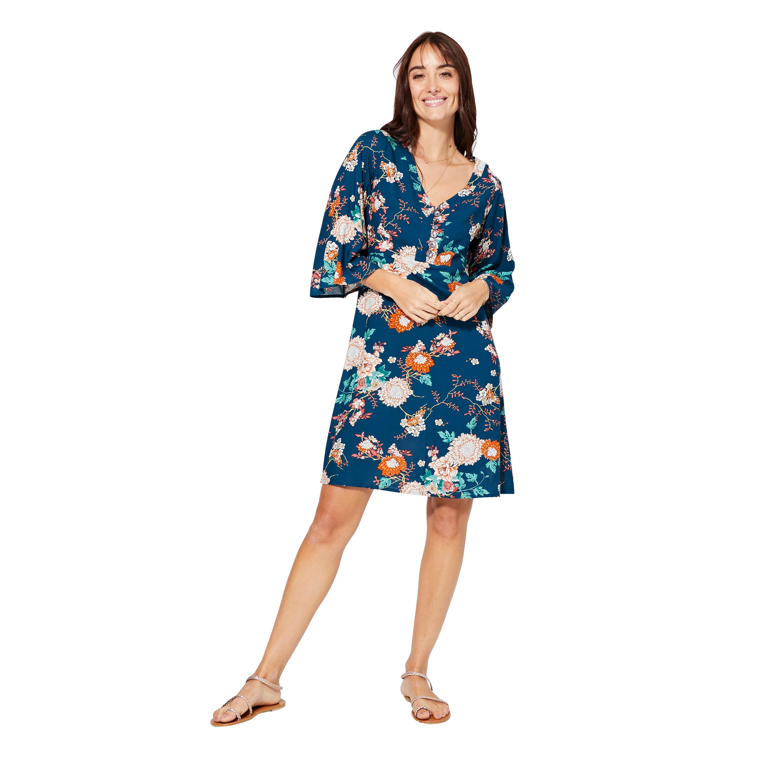 Robe été courte manches 3/4 Vivian - 100% viscose - Akoustik Online