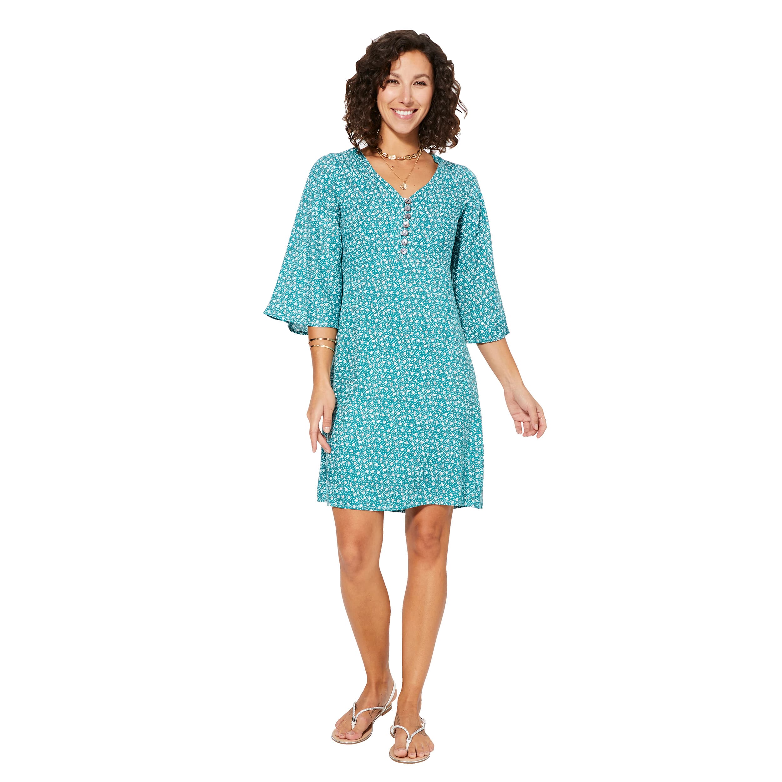 Robe été courte manches 3/4 Olamide - 100% viscose - Akoustik Online