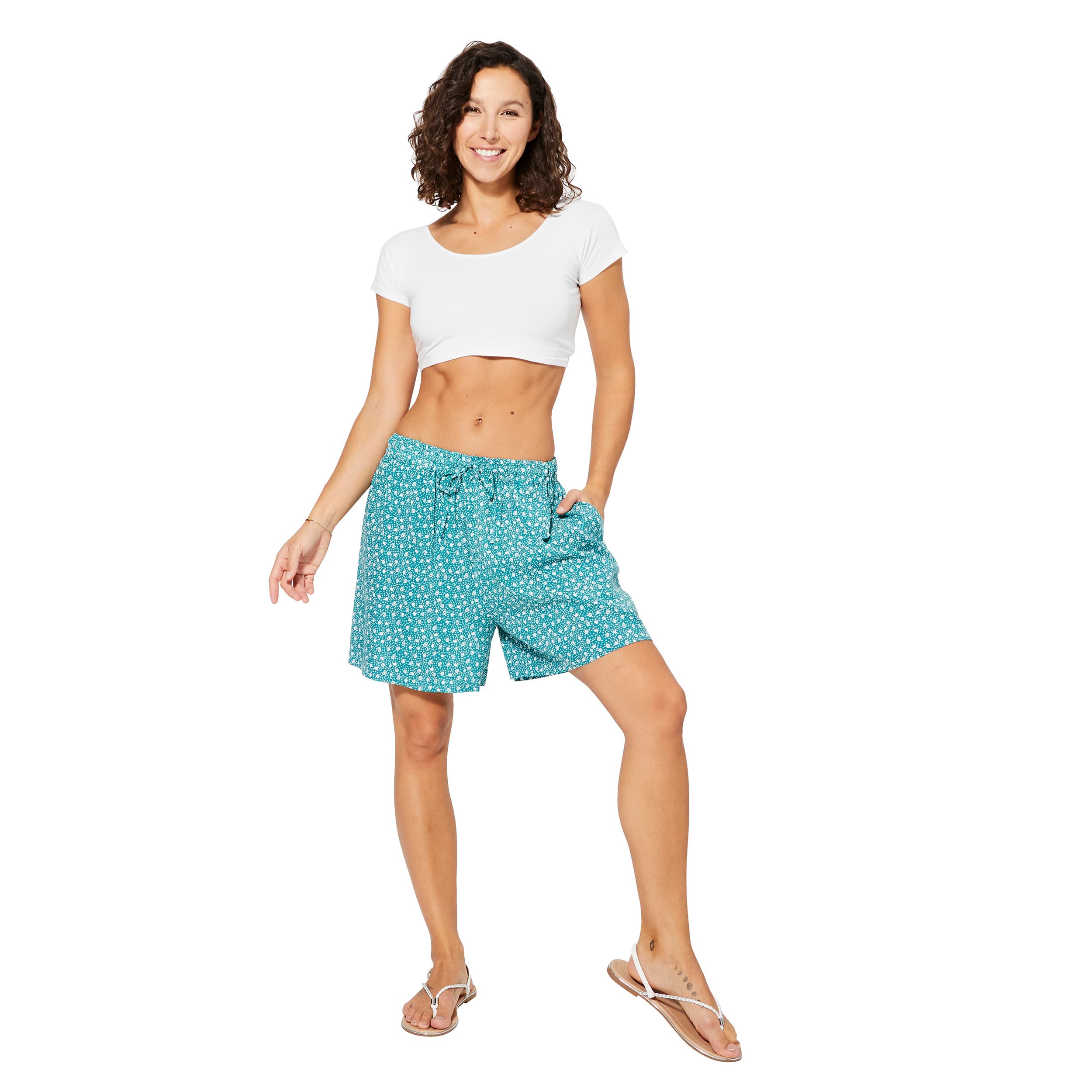 Short été Adam - 100% viscose - vert, blanc - Akoustik Online