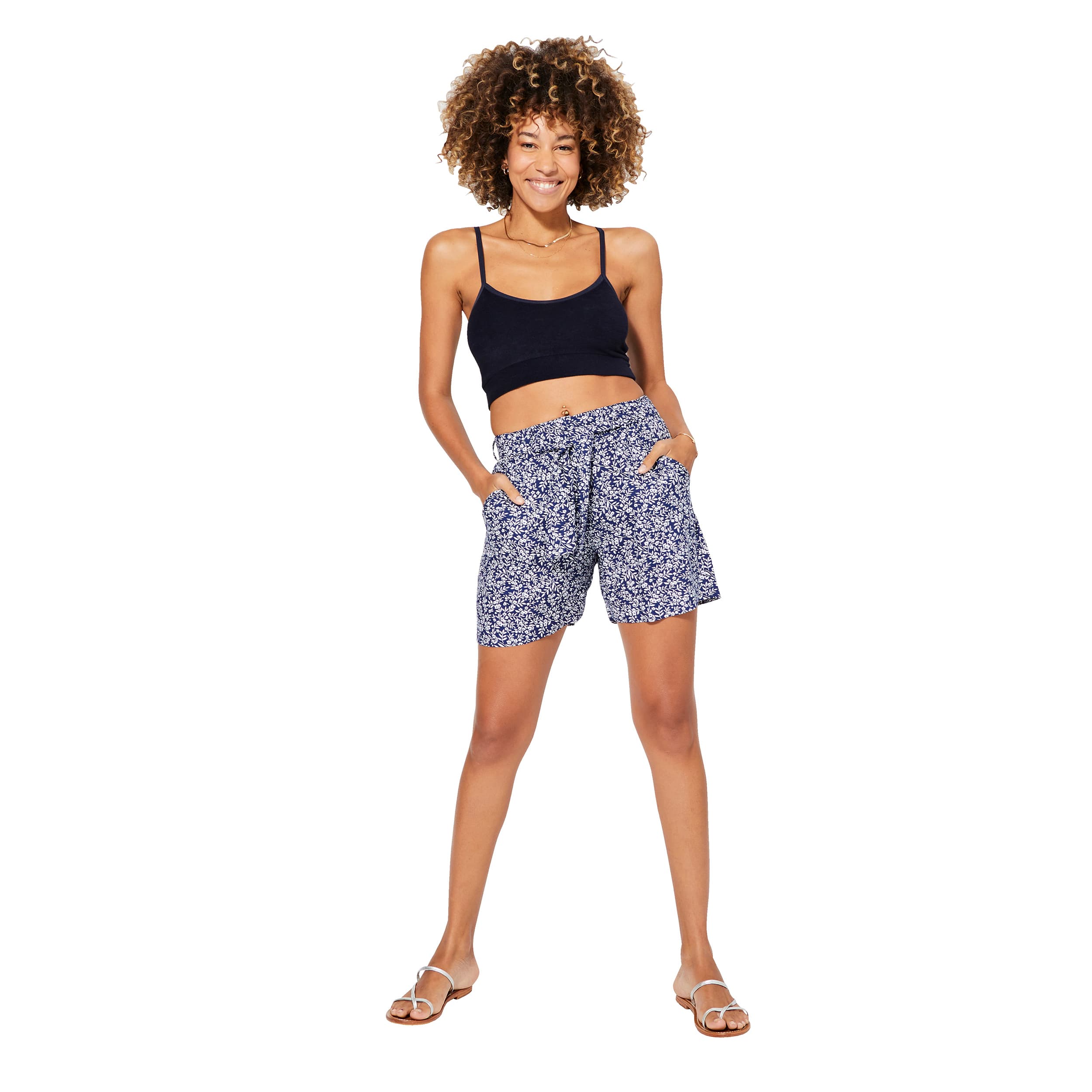 Short été Norina - 100% viscose - bleu, blanc - Akoustik Online