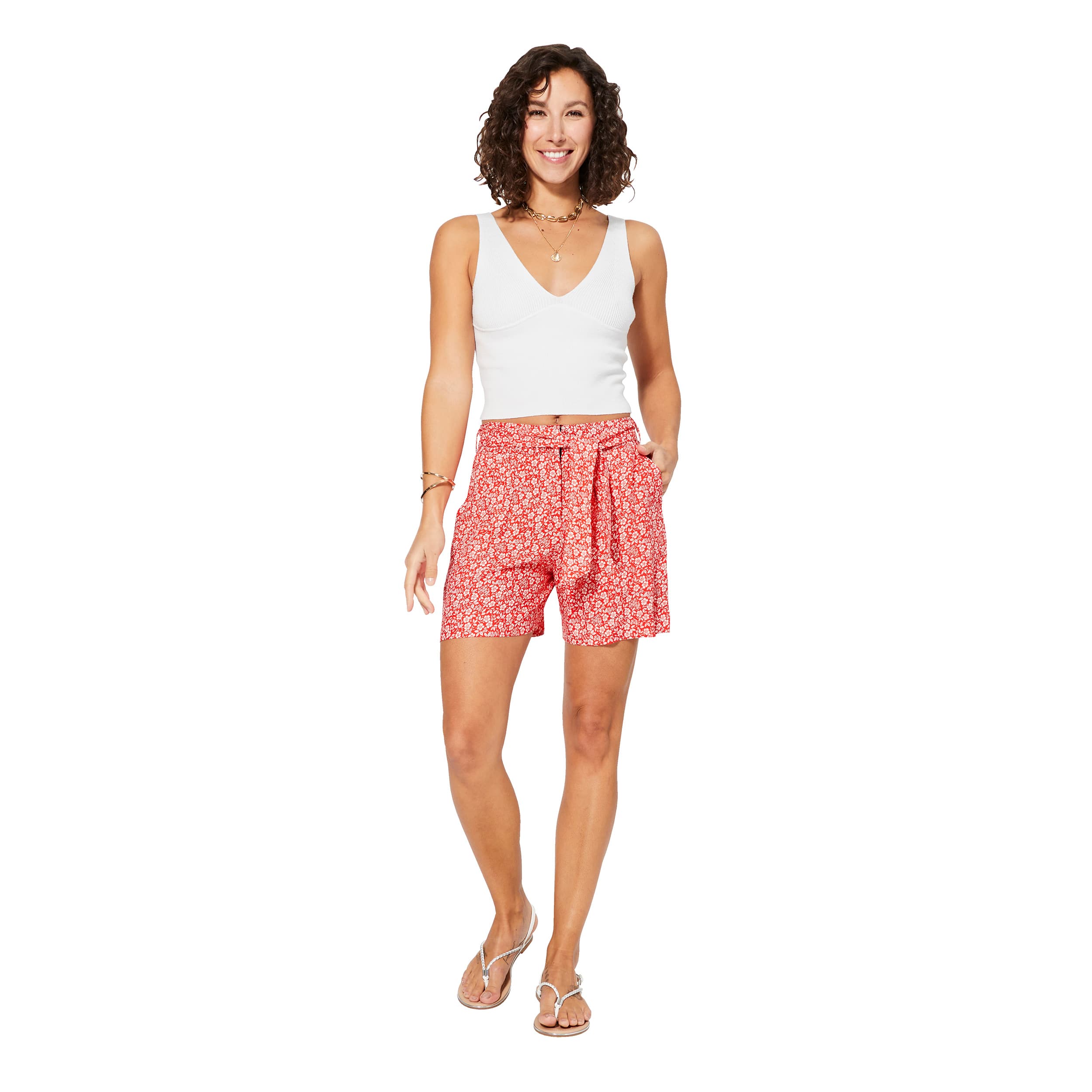 Short été Alwyn - 100% viscose - rouge, blanc - Akoustik Online
