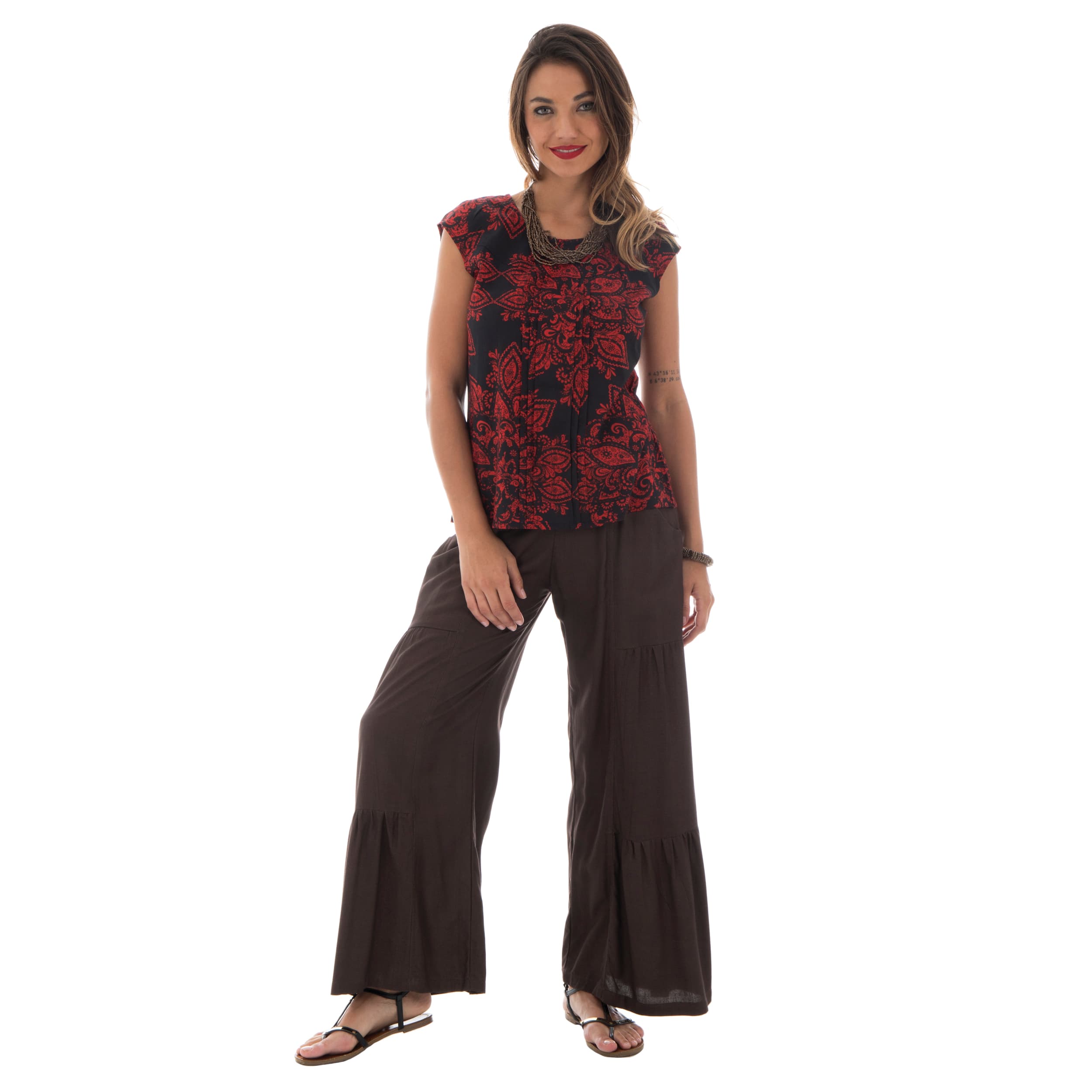 Top été Shahar - 100% coton - noir, rouge - Akoustik Online